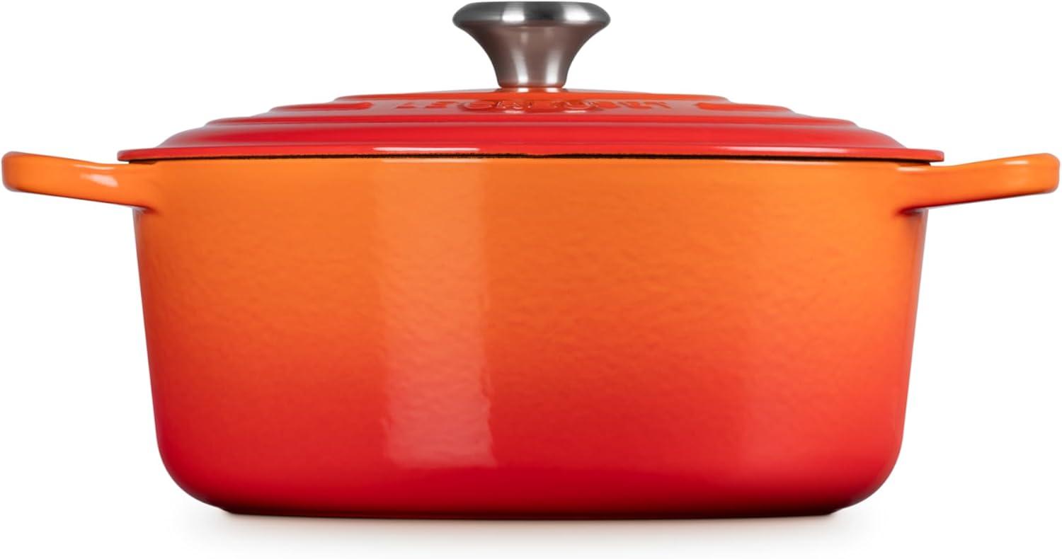 7.25 Qt Enameled Cast Iron Round Dutch Oven in Tangerine