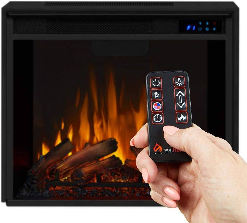 Compact Black Electric Fireplace Heater with Mantel