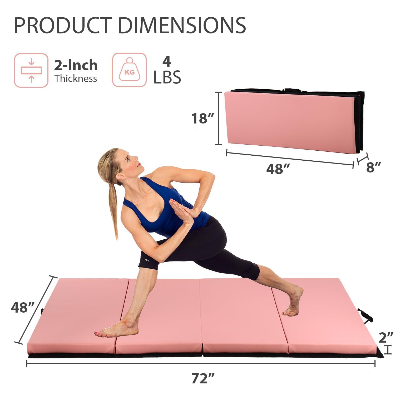 PayLessHere Gymnastics Mat - Folding Gymnastic Mat for Tumbling, Stretching, Yoga & Arts - Thick PU Leather - Indoor/Outdoor