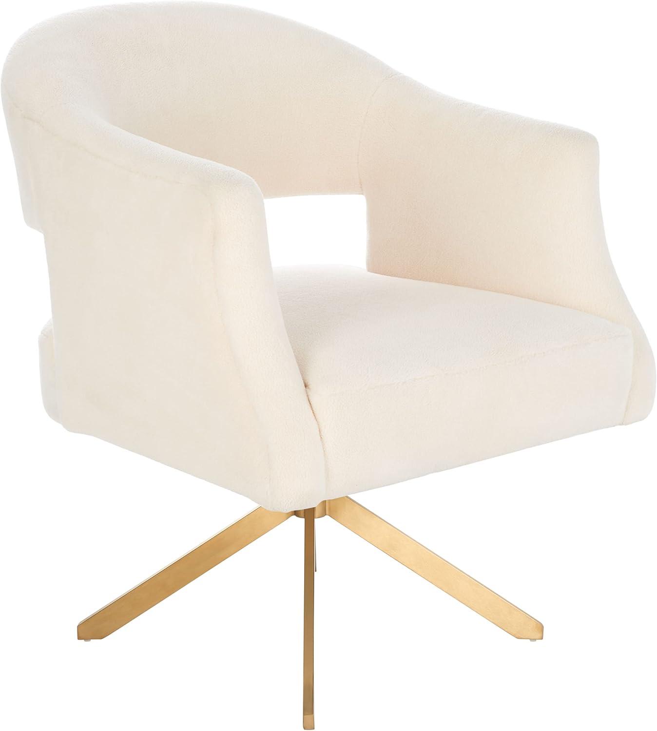 Quartz Swivel Accent Chair - Ivory/Gold - Safavieh.