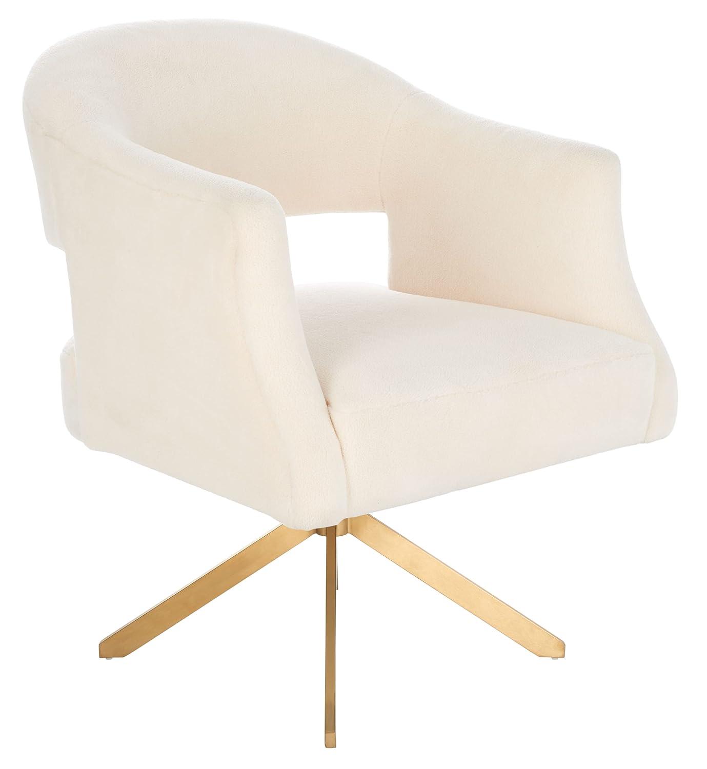 Quartz Swivel Accent Chair - SFV4736 - Ivory/Gold - Safavieh Couture