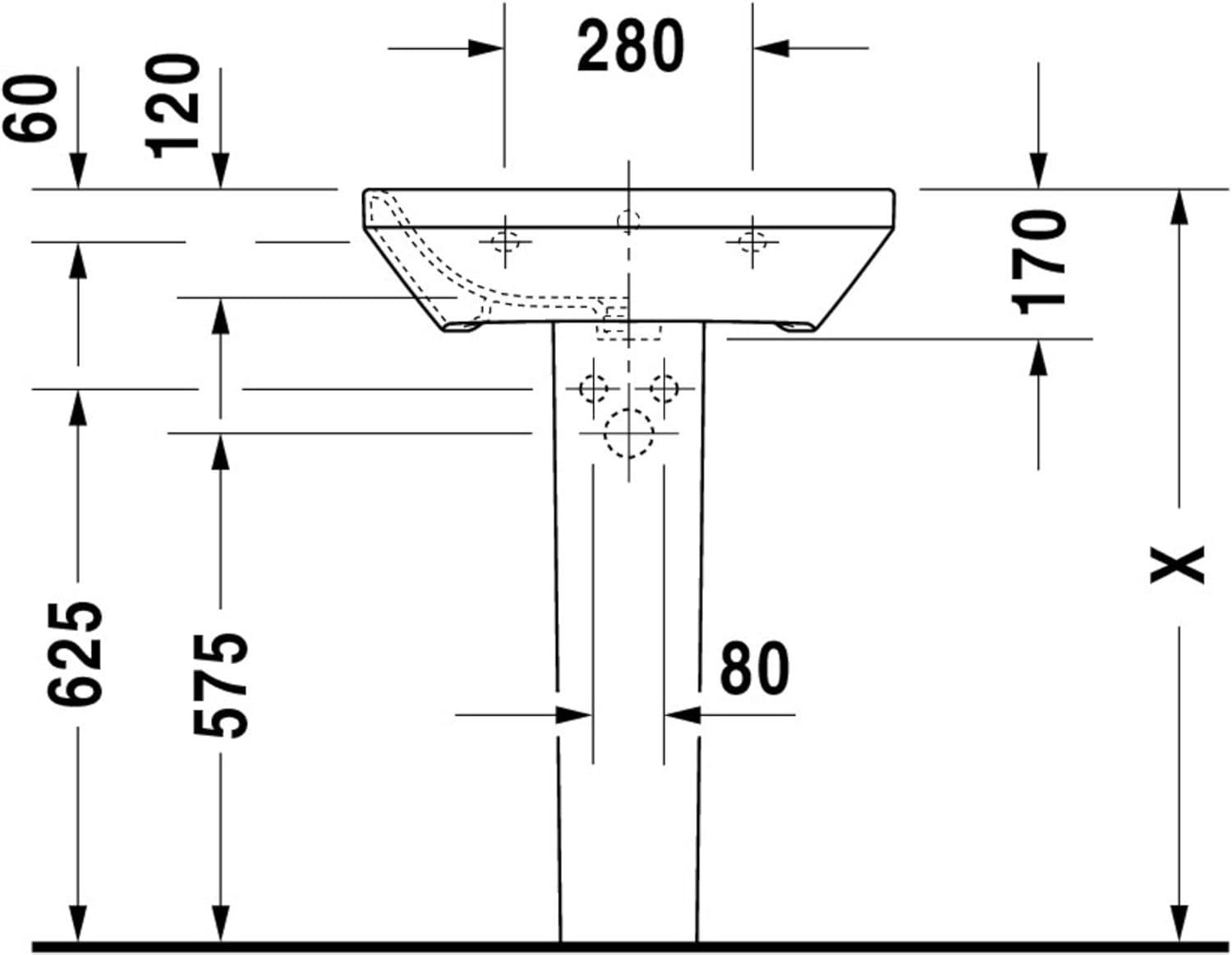 DuraStyle Ceramic 24" Dual Mount Bathroom Sink with Overflow