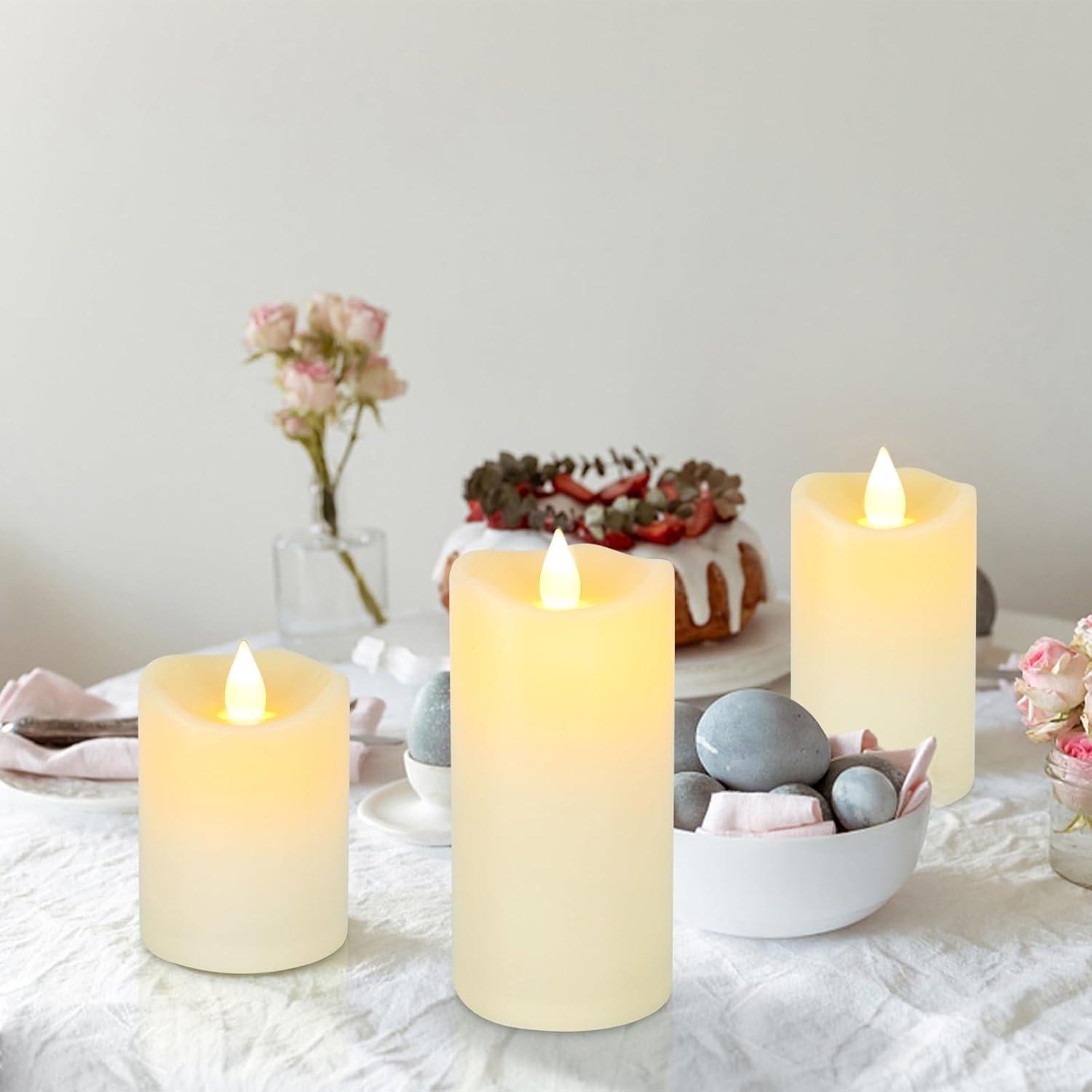 Aignis Indoor Flameless LED Candles Battery Operated with Remote Timer and Wax-Like Shell for Home/Wedding/Holiday Decor, Set of 2(D 2.95" x H 6")