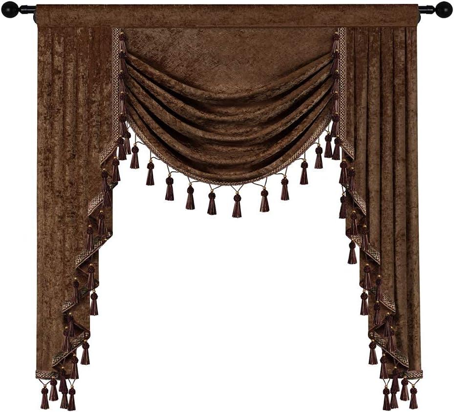 Gold Chenille Waterfall Valance with Rod Pocket