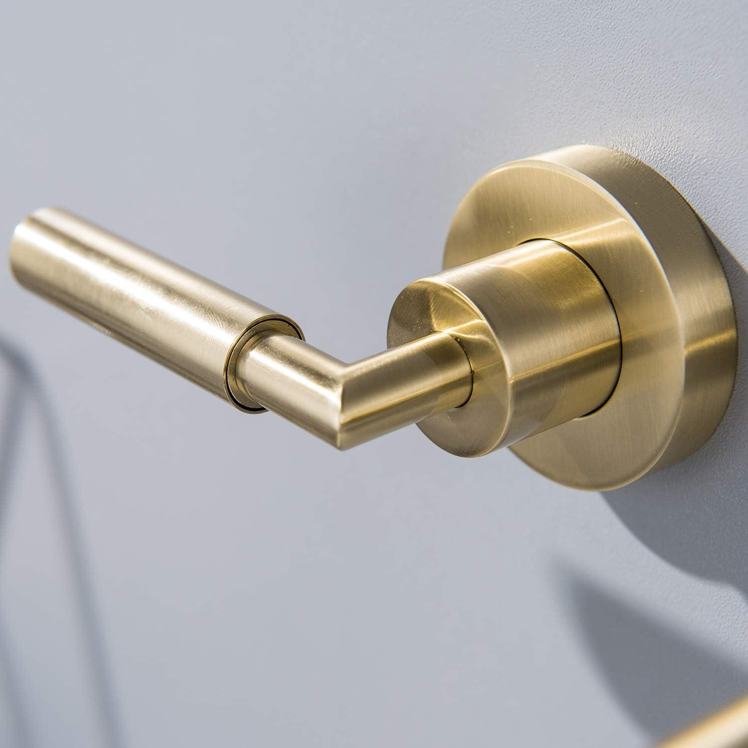 Brushed Gold Wall Mount Dual Handle Bathroom Faucet