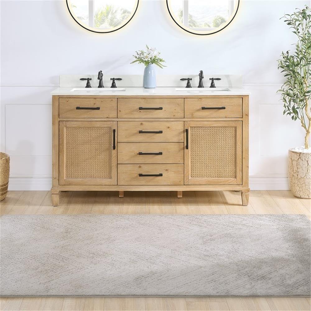 Altair Solana 59.2" Double Bathroom Vanity Base Only in Weathered Fir