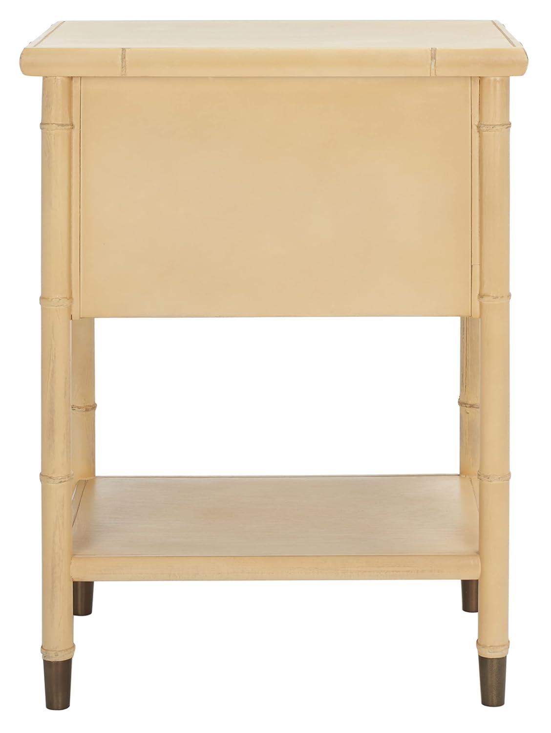 Ahab 2 Drawer 1 Shelf Accent Table - ACC6606A - Light Blonde/Gold - Safavieh