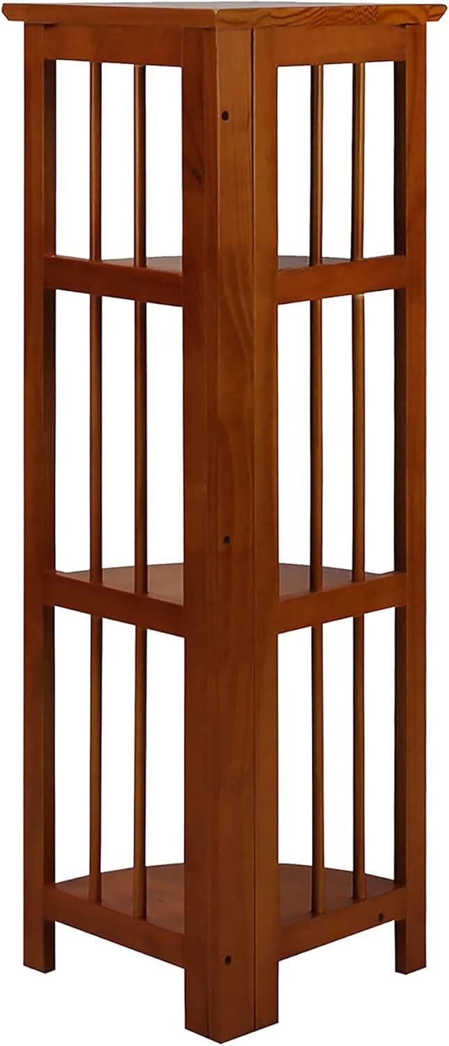 Casual Home 315-15 Wooden 4 Shelf Corner Folding Bookcase, Honey Oak