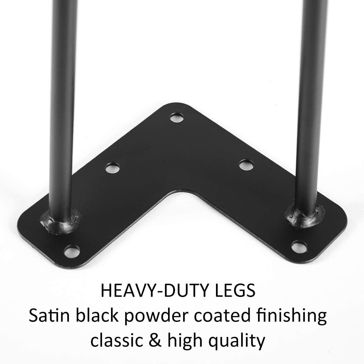 16'' Satin Black Metal Hairpin Coffee Table Legs Set