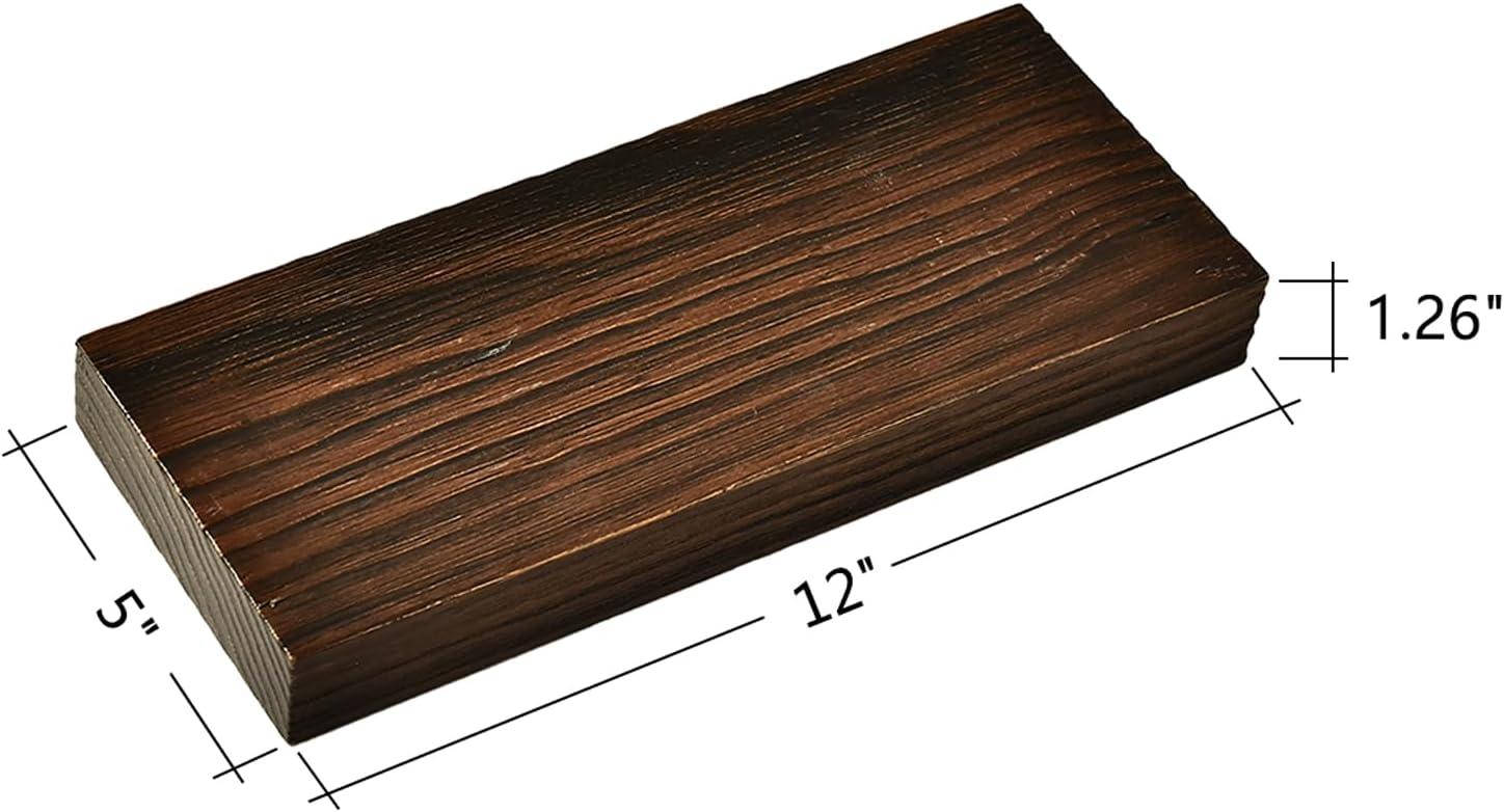 WELLAND Bradley Handmade Wood Floating Shelves Rustic Wall-Mounted Shelves, Set of 2, Walnut Finish