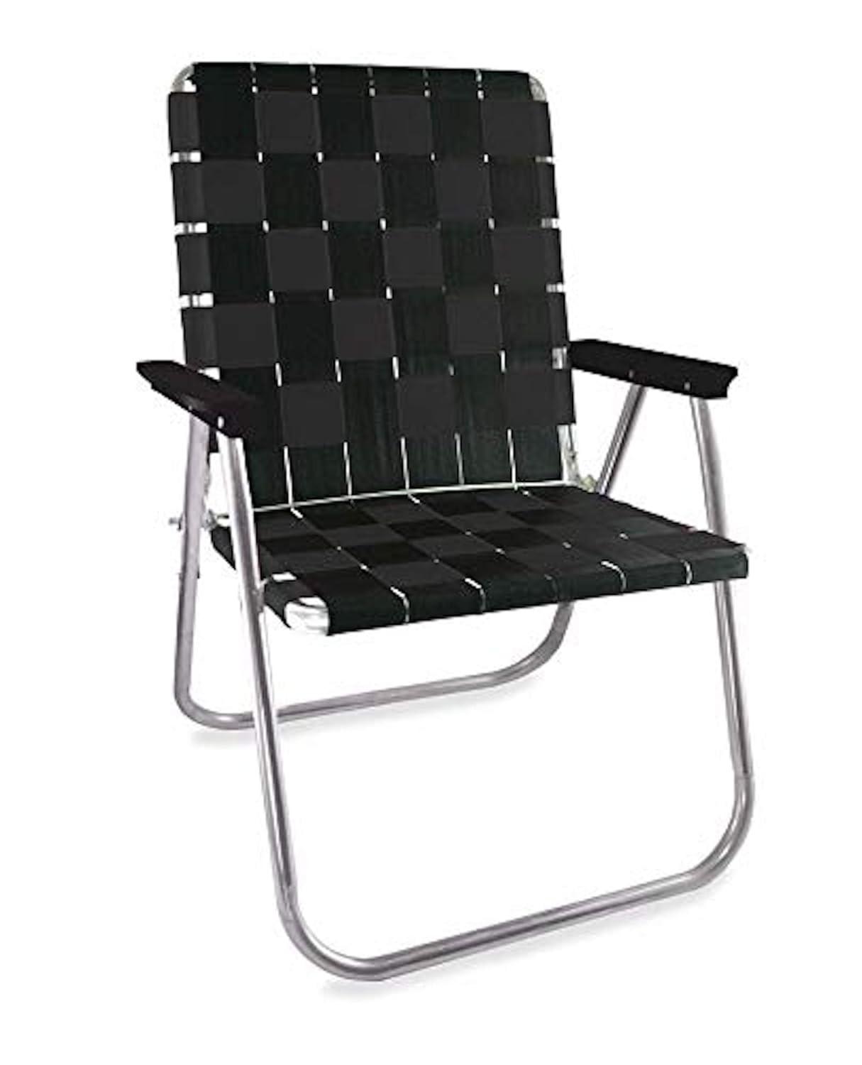 Lawn Chair USA Folding Aluminum Extra Wide Magnum Webbed Chair (Green and White Stripe, Magnum)