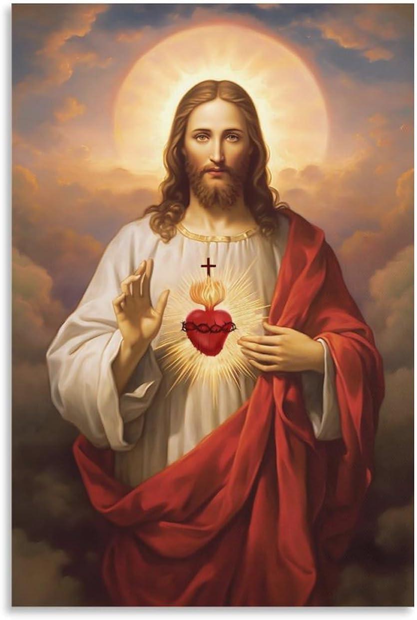 Sacred Heart of Jesus Religious Canvas Wall Art