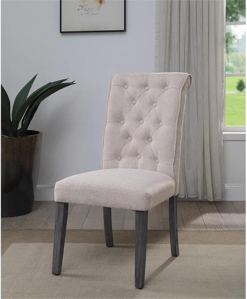 Tufted Linen Upholstered Side Chair