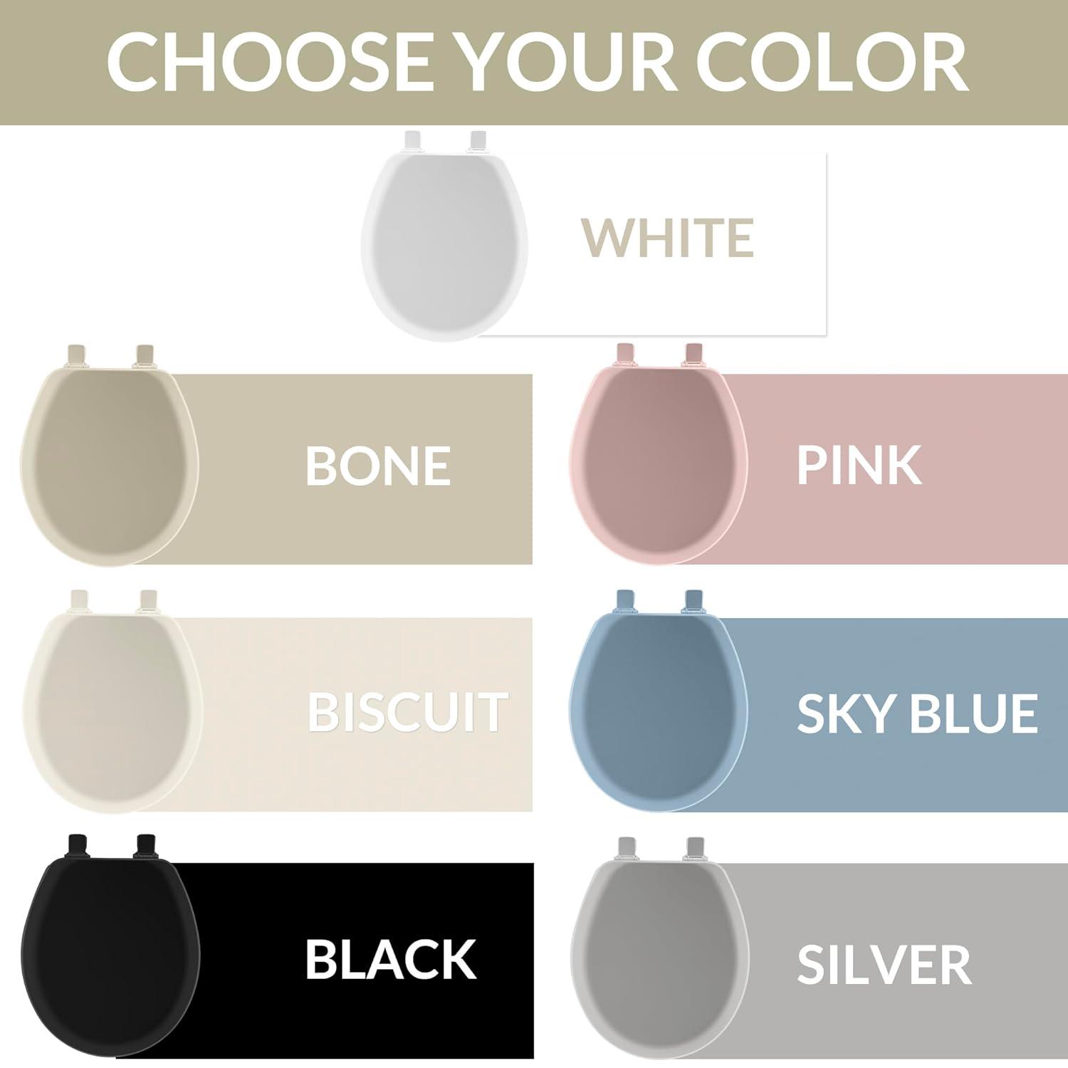 Cameron 41EC Wood Toilet Seat, Never Loosens and Easily Removes for Cleaning, ROUND