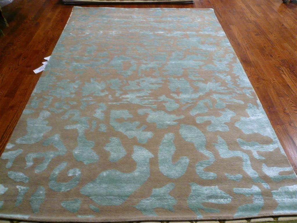 Soho SOH525 Hand Tufted Area Rug - Taupe/Light Blue - 6'x9' - Safavieh.