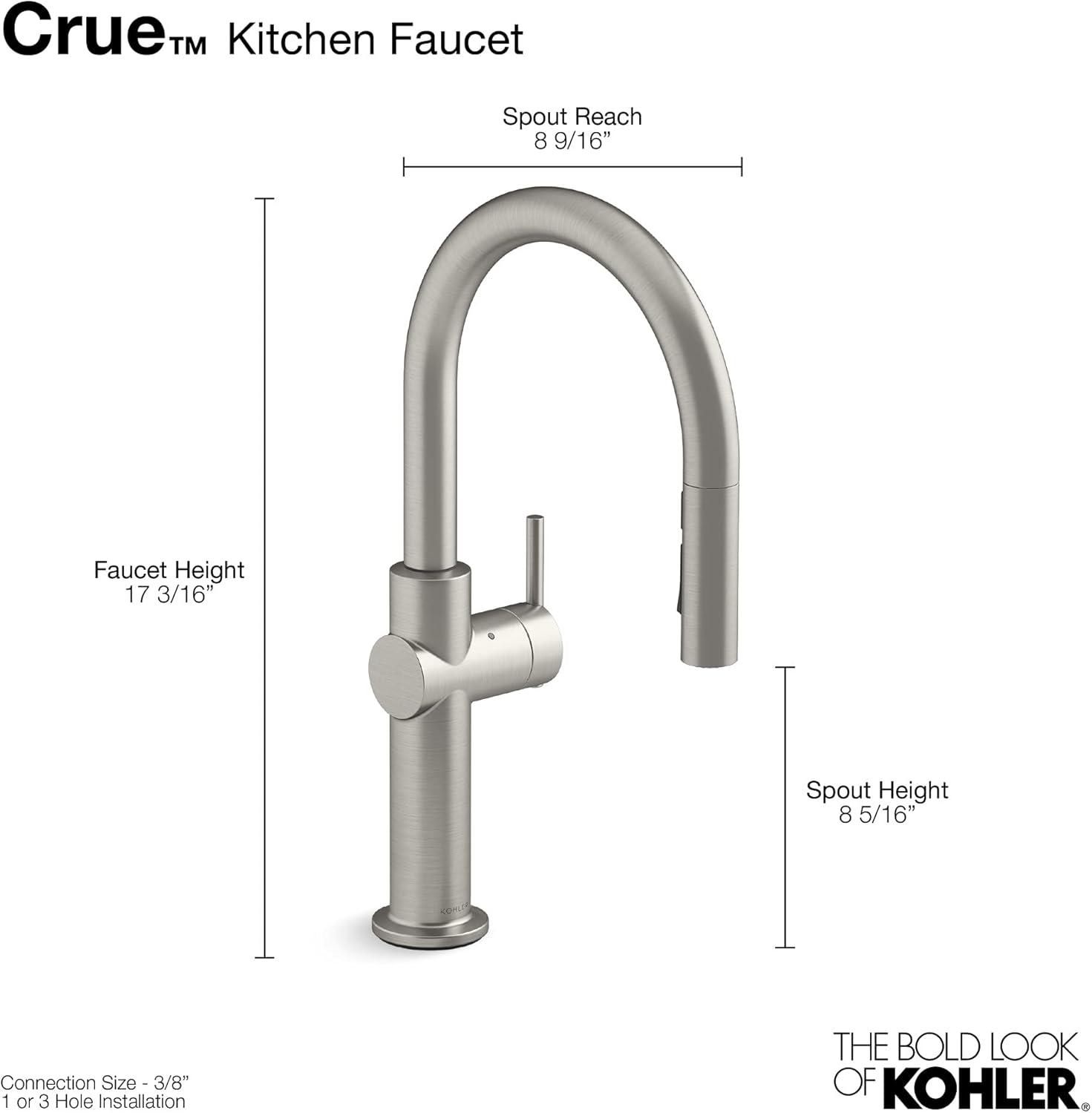 Crue Touchless Pull-Down Kitchen Sink Faucet with Three-Function Sprayhead