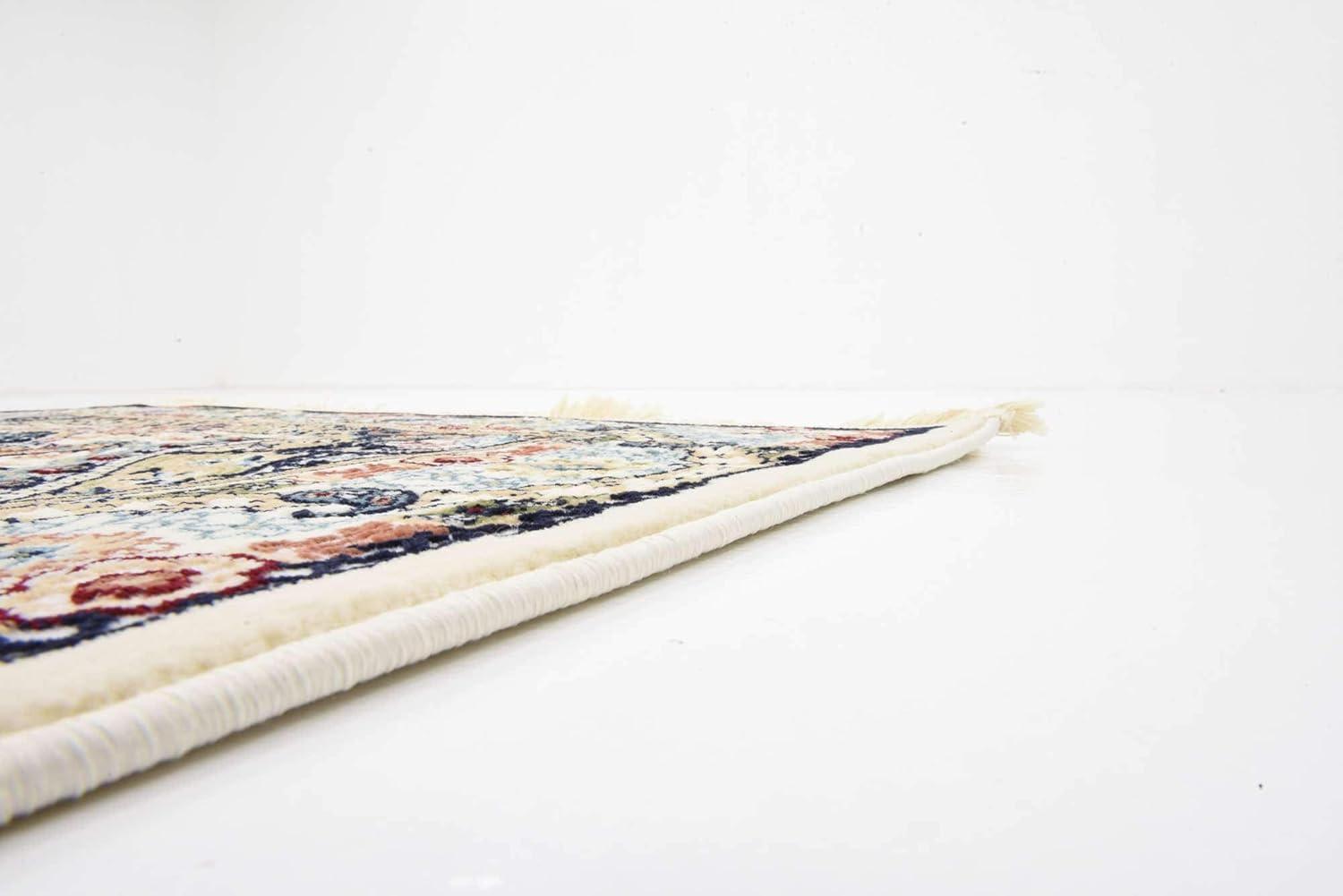 Unique Loom Glasgow Narenj Rug Ivory/Blue 3' x 13' 1" Runner Floral Traditional Perfect For Bathroom Hallway Mud Room Laundry Room