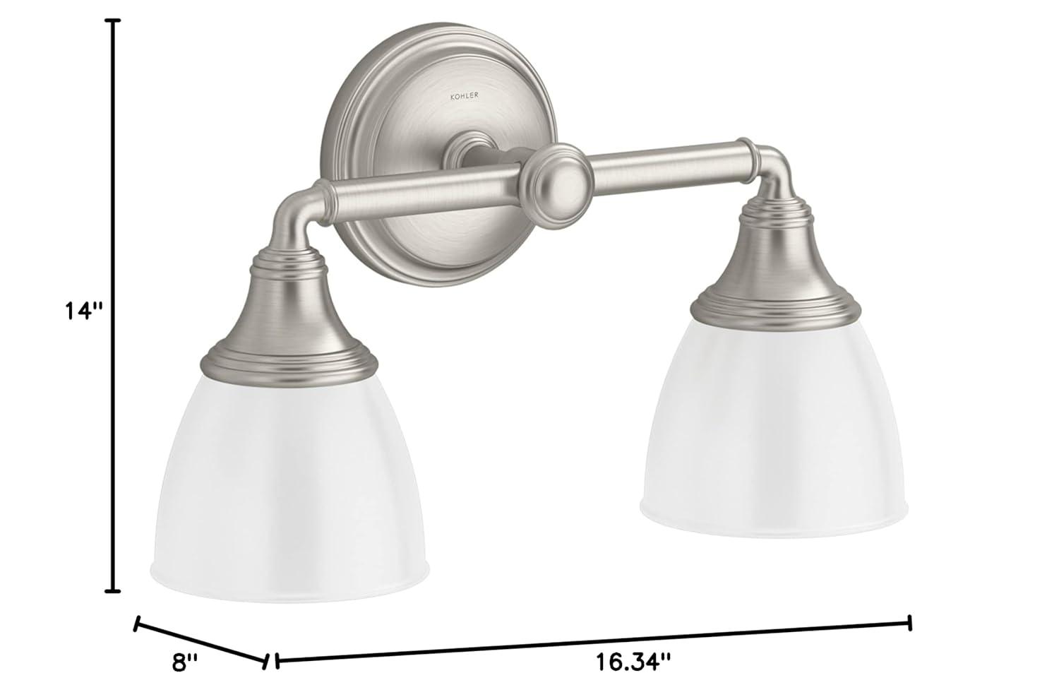 Devonshire 2 Light Indoor Bathroom Vanity Light Fixture, Position Facing Up or Down, UL Listed