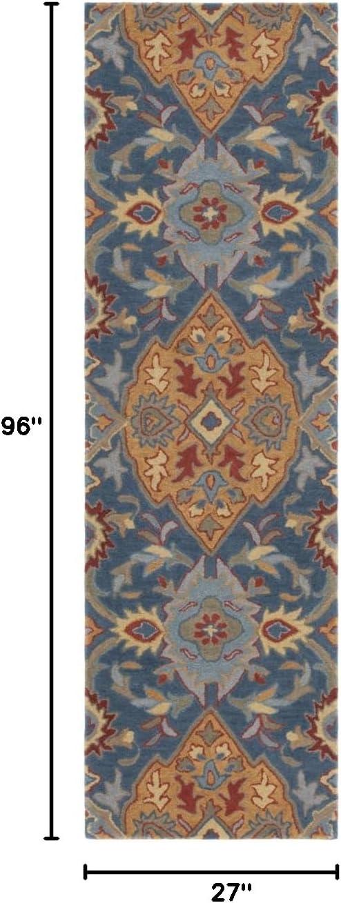 SAFAVIEH Heritage Reanna Oriental Wool Runner Rug, Navy/Gold, 2'3" x 8'