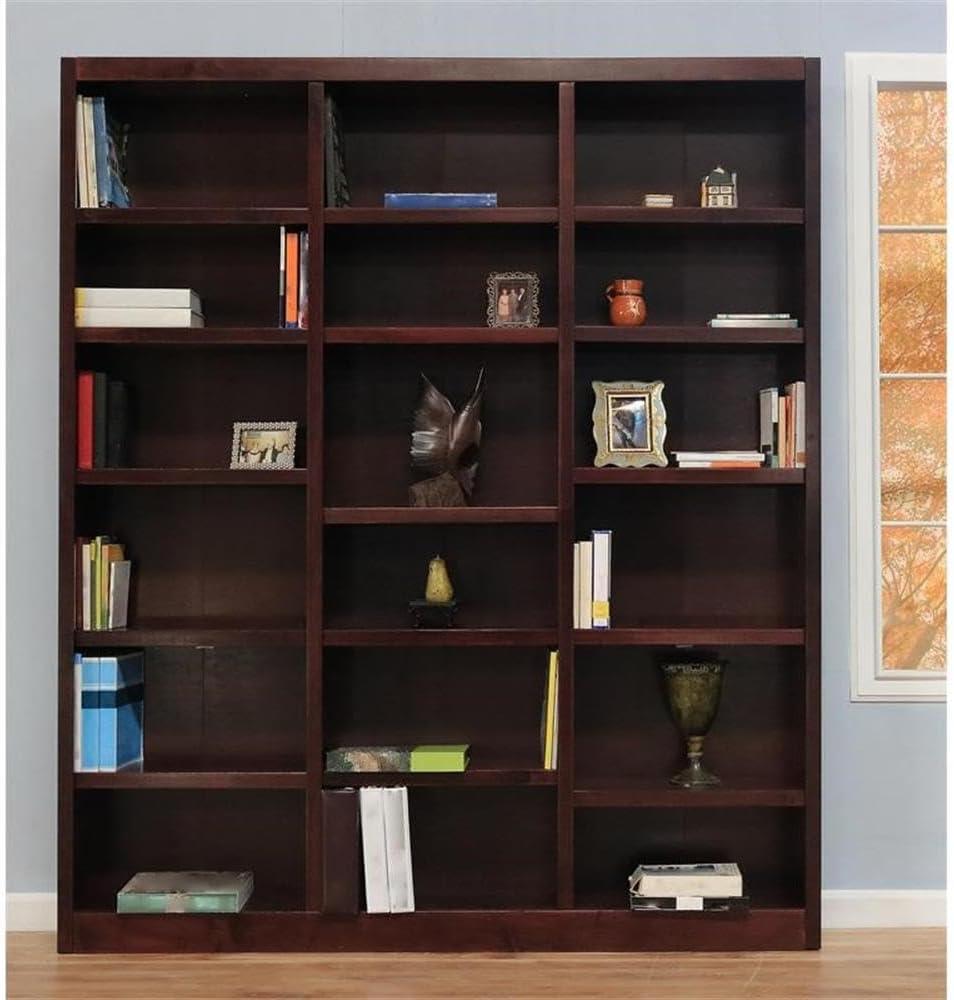 Pemberly Row 84" Tall Cherry Wood Triple Wide Bookcase