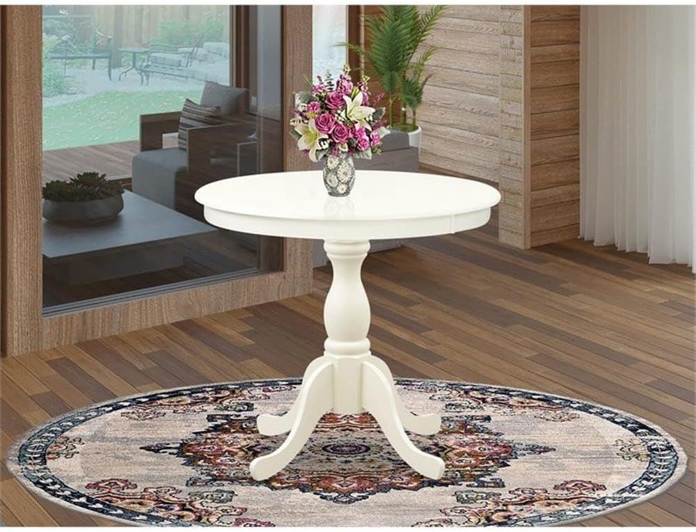 AST-LWH-TP - Dining Table - Linen White Top and Linen White Pedestal Leg Finish