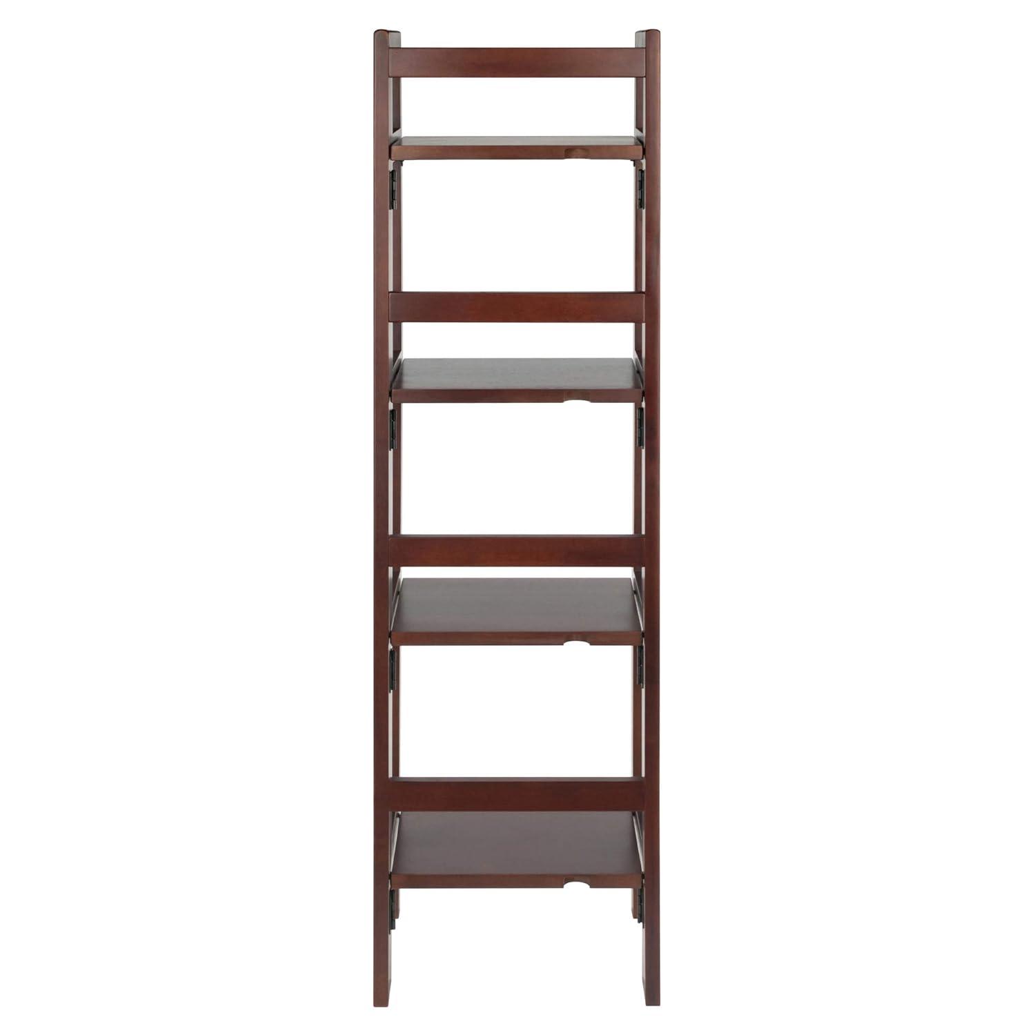 51.34" Terry Folding Bookcase Walnut - Winsome: Beech Wood, 4 Shelves, Space Saver