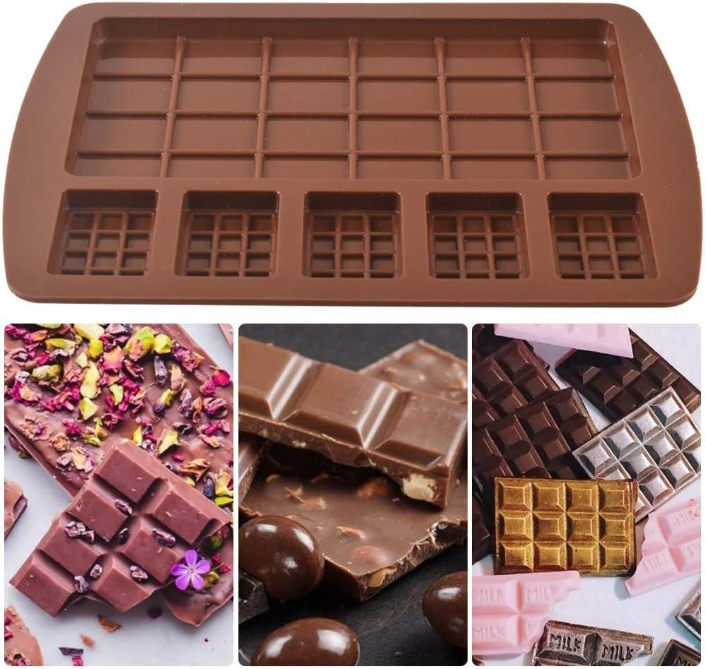 Brown Silicone Nonstick Chocolate and Candy Bar Molds, Set of 6