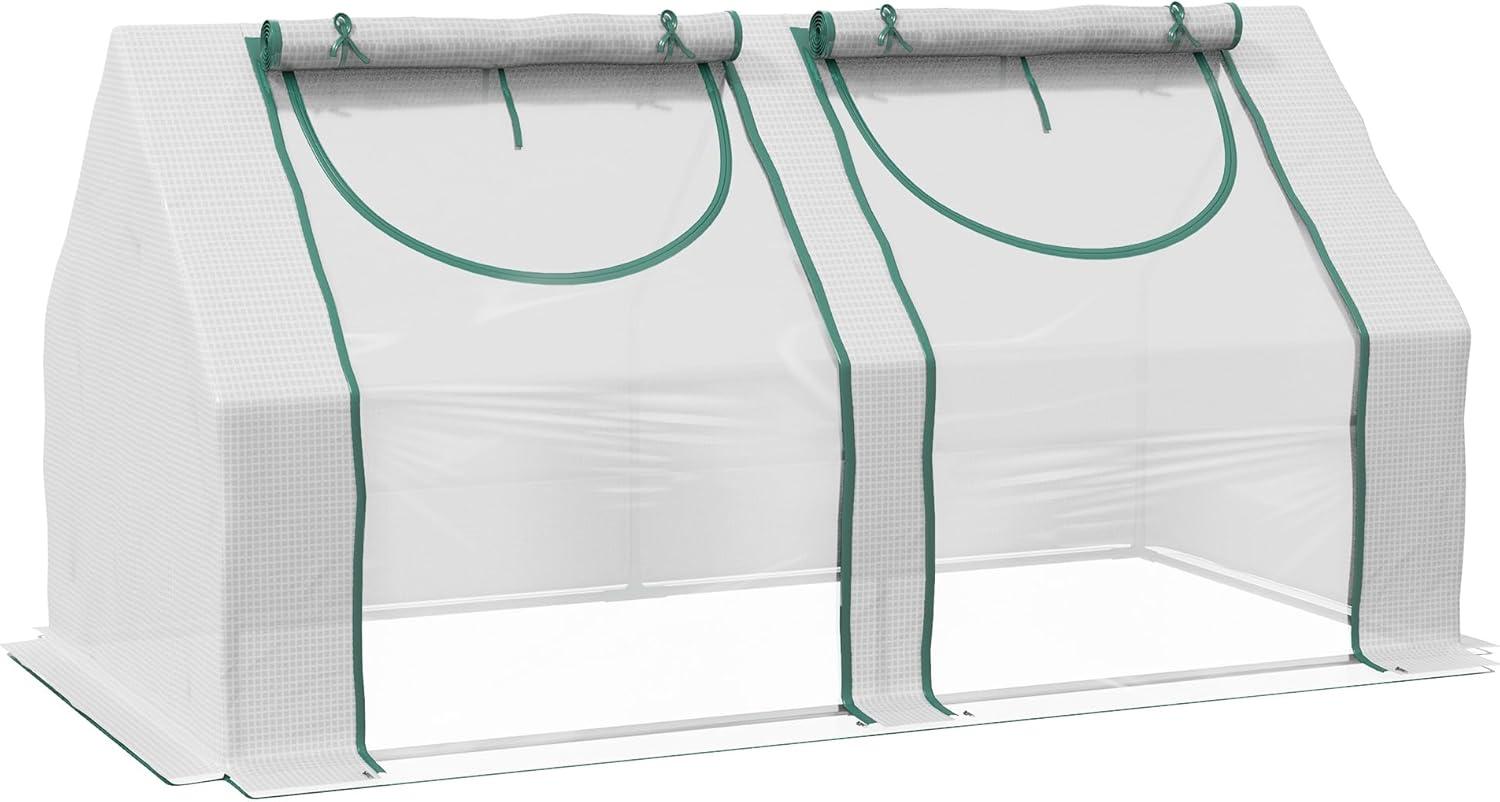 Green 6' x 3' Portable Greenhouse with Roll-Up Doors and Steel Frame