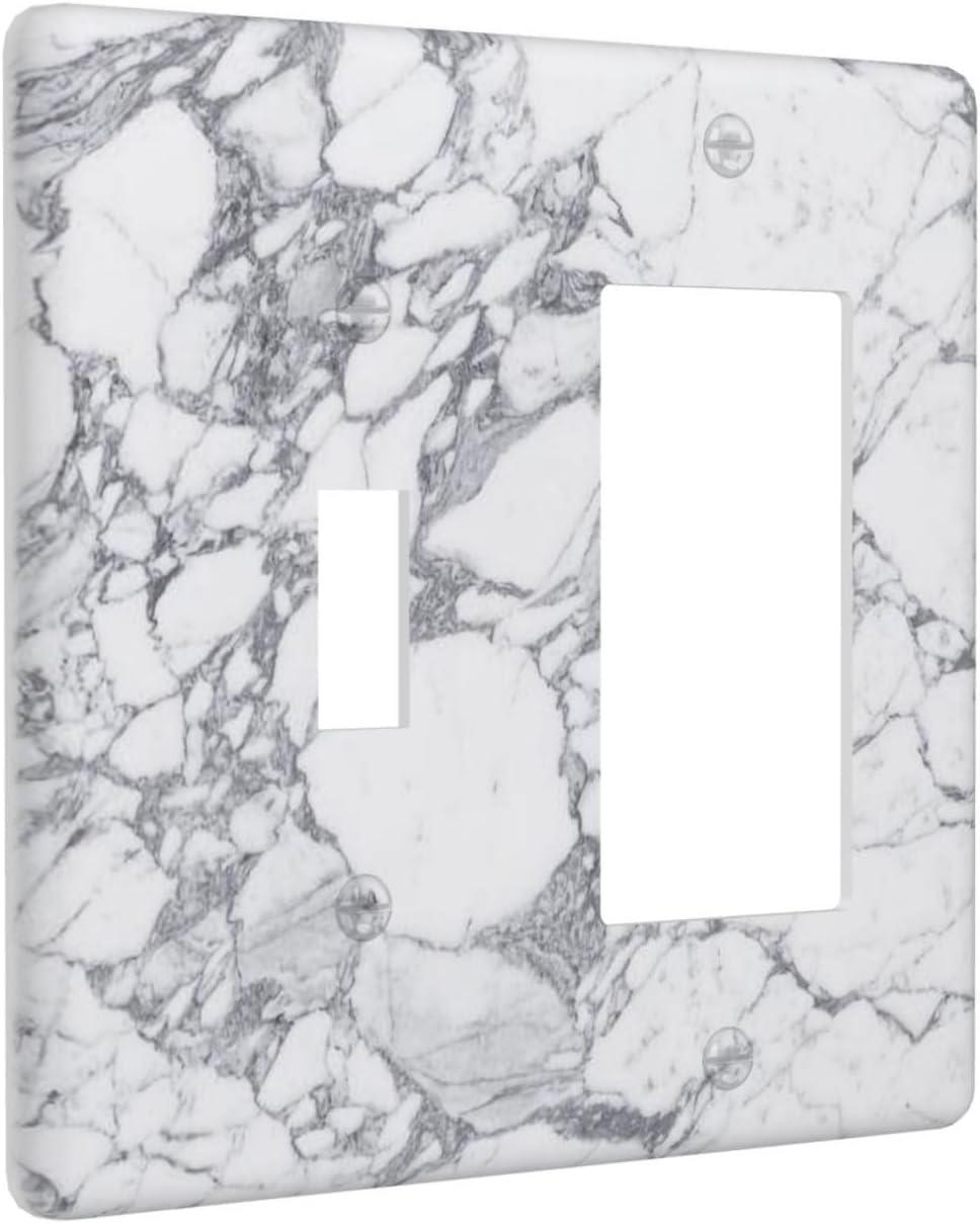 Graphics Wallplates - White Grey Marble Background Print - Double Toggle Wall Plate Cover