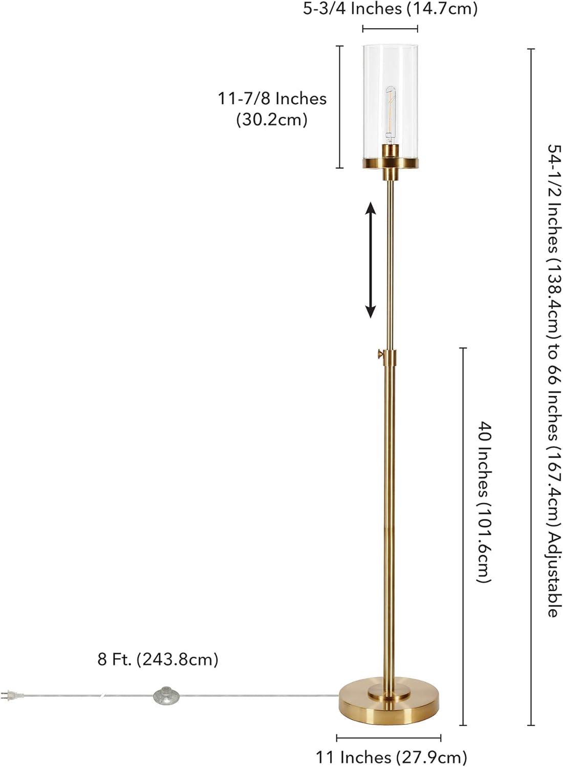 Evelyn&Zoe Frieda 66" Tall Floor Lamp with Glass Shade in Brass/White Milk
