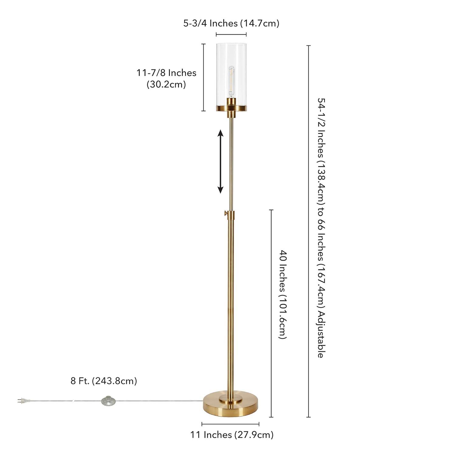Evelyn&Zoe Frieda 66" Tall Floor Lamp with Glass Shade in Brass/White Milk