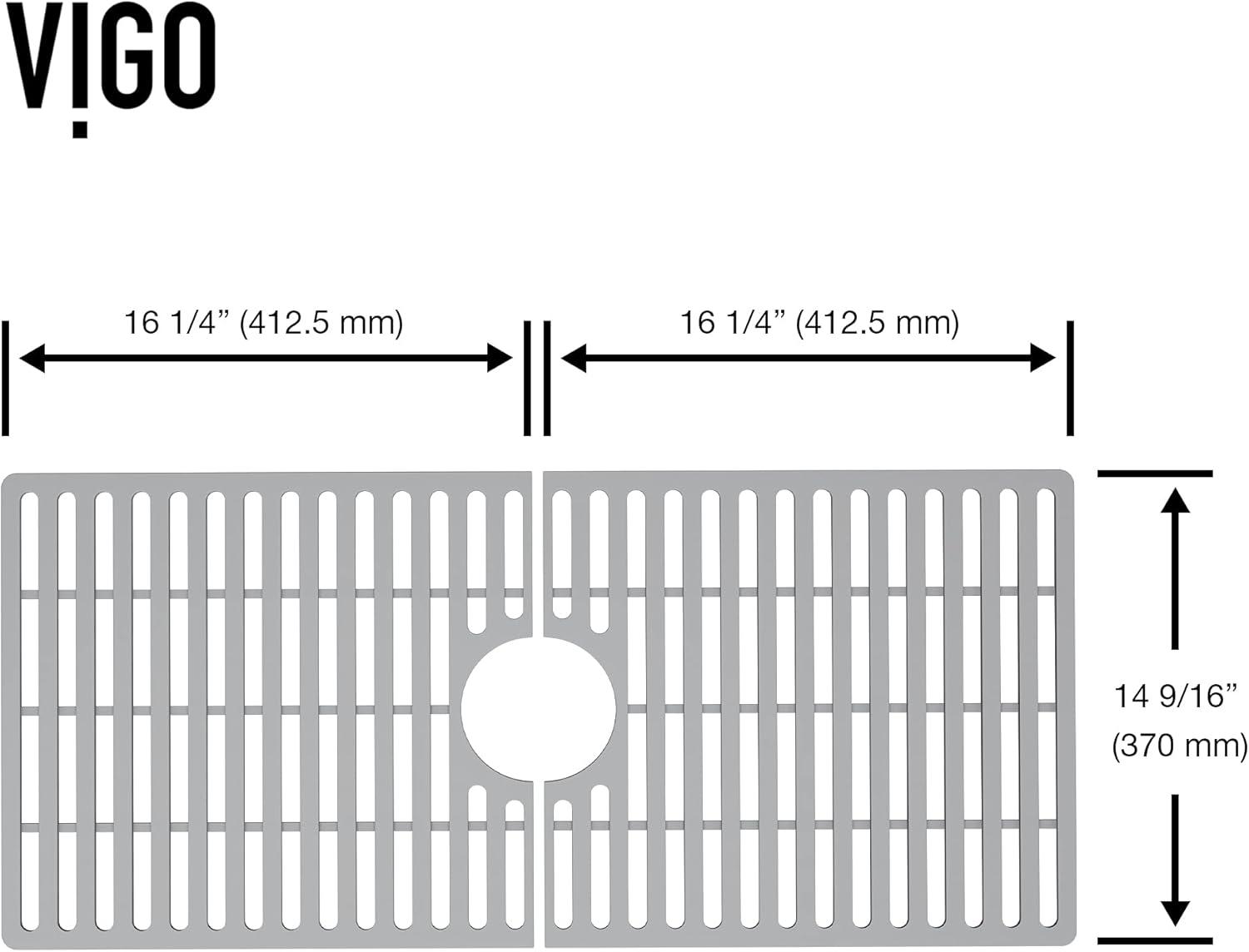 Silicone Grid VIGO Matte Stone 32" L x 15" W Bottom Sink Grid for 36 in. Single Bowl Kitchen Sink