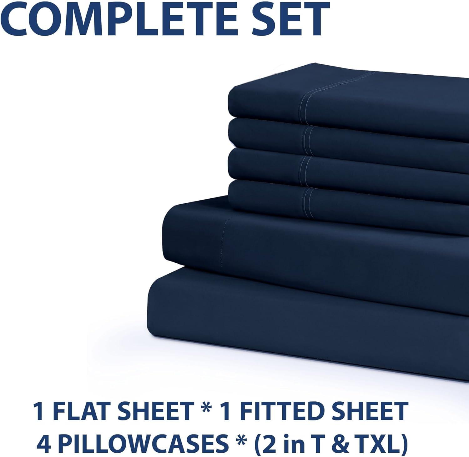 Navy Queen Deep Pocket Microfiber Sheet Set