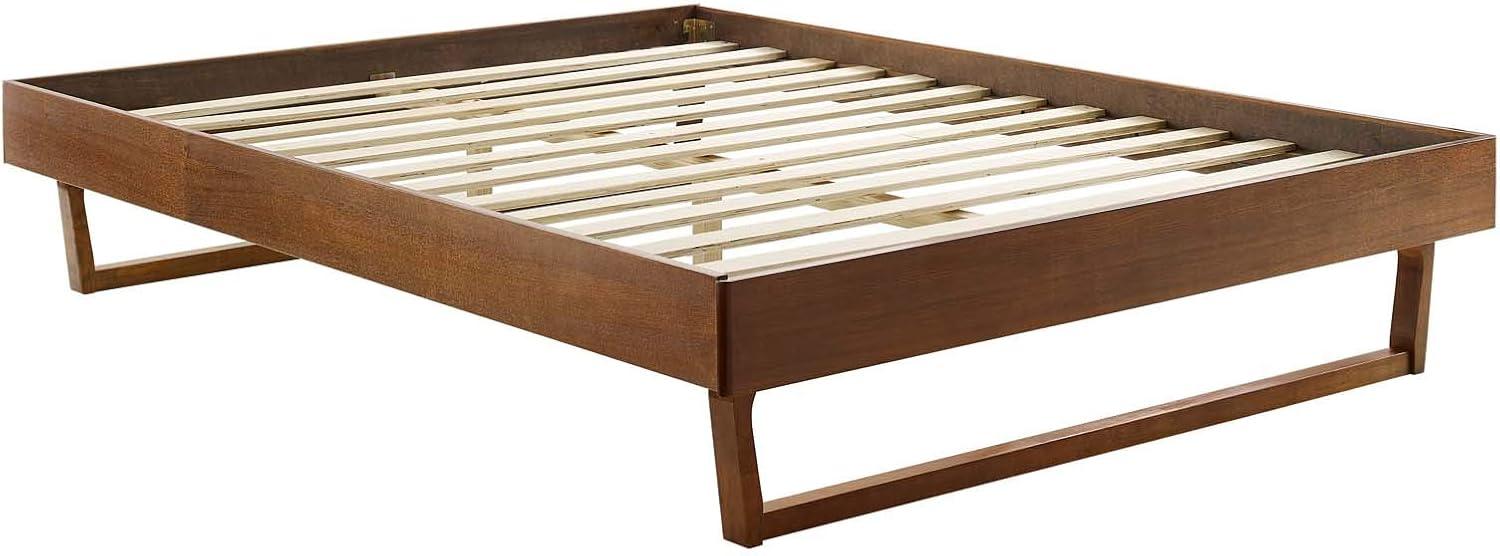 Modway Billie King Rubberwood and MDF Wood Platform Bed Frame in Walnut