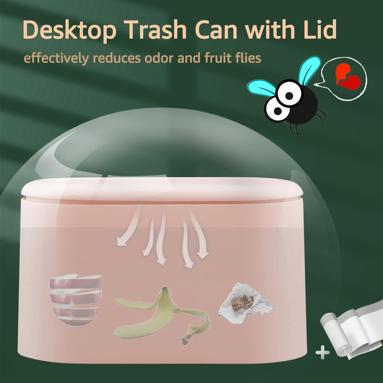 Mini Trash Can with Lid, Desktop Trash can,Tiny Trash can,Small Bathroom Trash can with lid,Small Trash can with lid for Office ,Kitchen, Bedroom,Makeup Holder for Bathroom