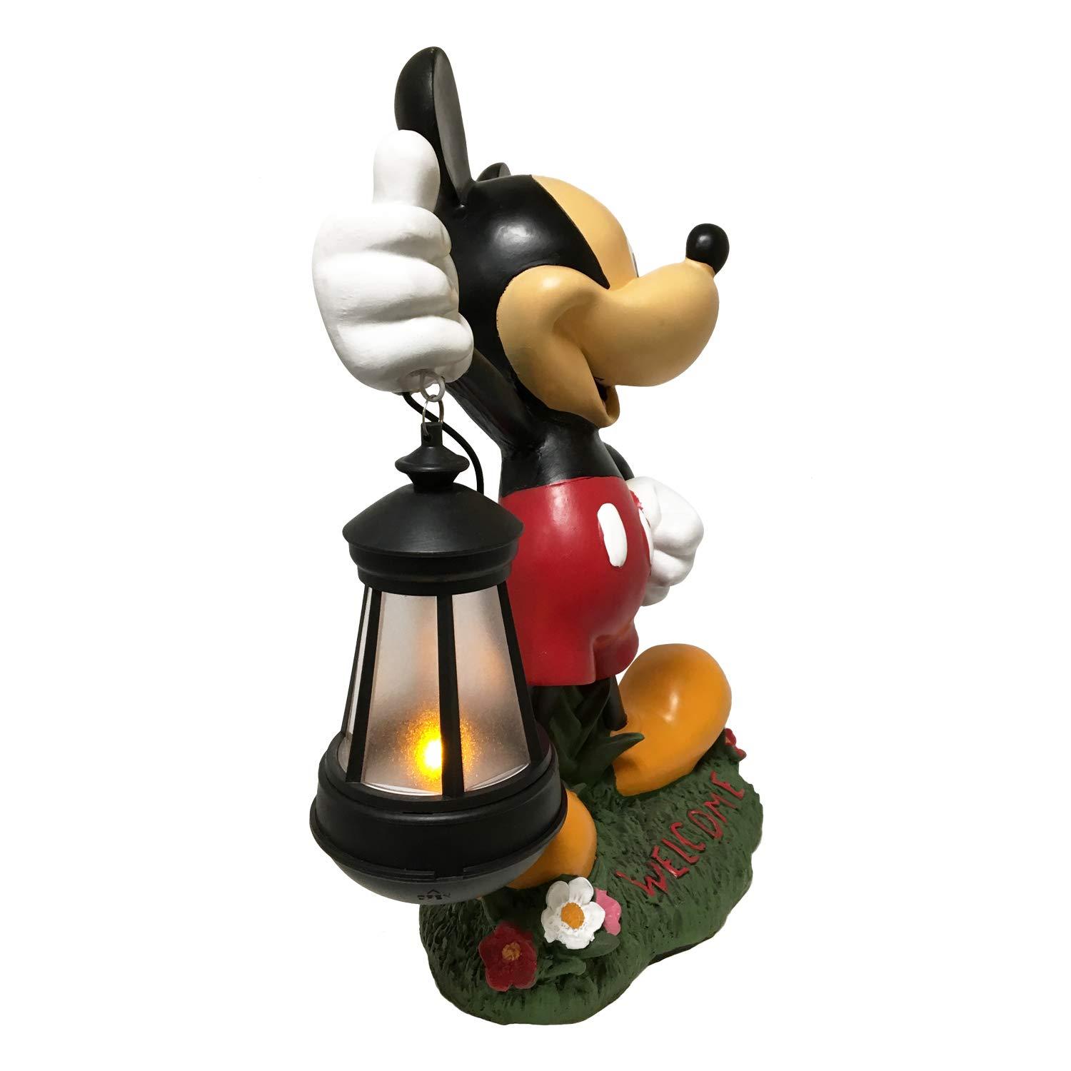 Back Yard Glory BACKYARD GLORY Disney Mickey Mouse Solar LED Lighted Lantern Everyday Outdoor Garden Statue, 12 inches Tall, Officially Licensed Disney Product