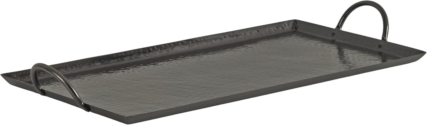 Sanzo Pewter Hammered Metal Rectangular Tray with Handles