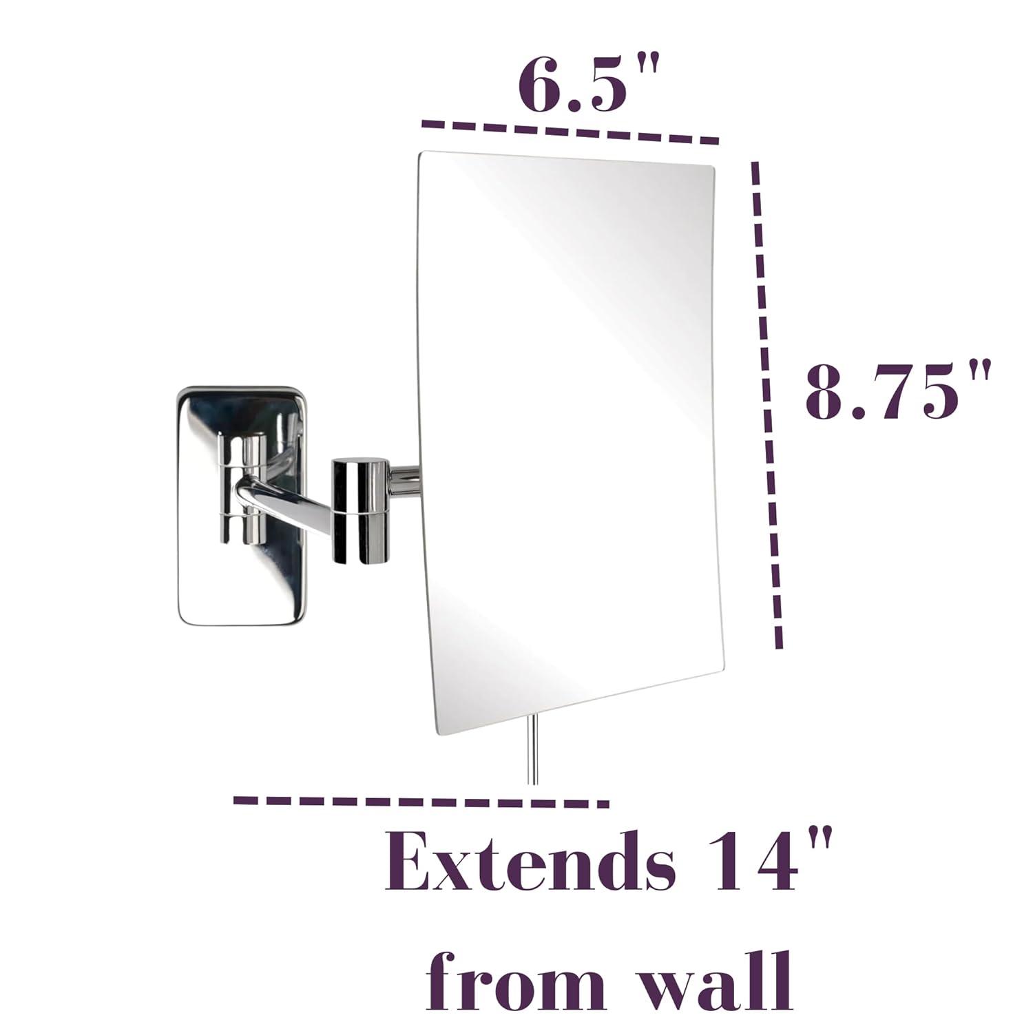 Wrought Studio™ Wall Mount Makeup Mirror with 5X Magnification - 8.75” x 6.5” Rectangular Mirror Extends 14”