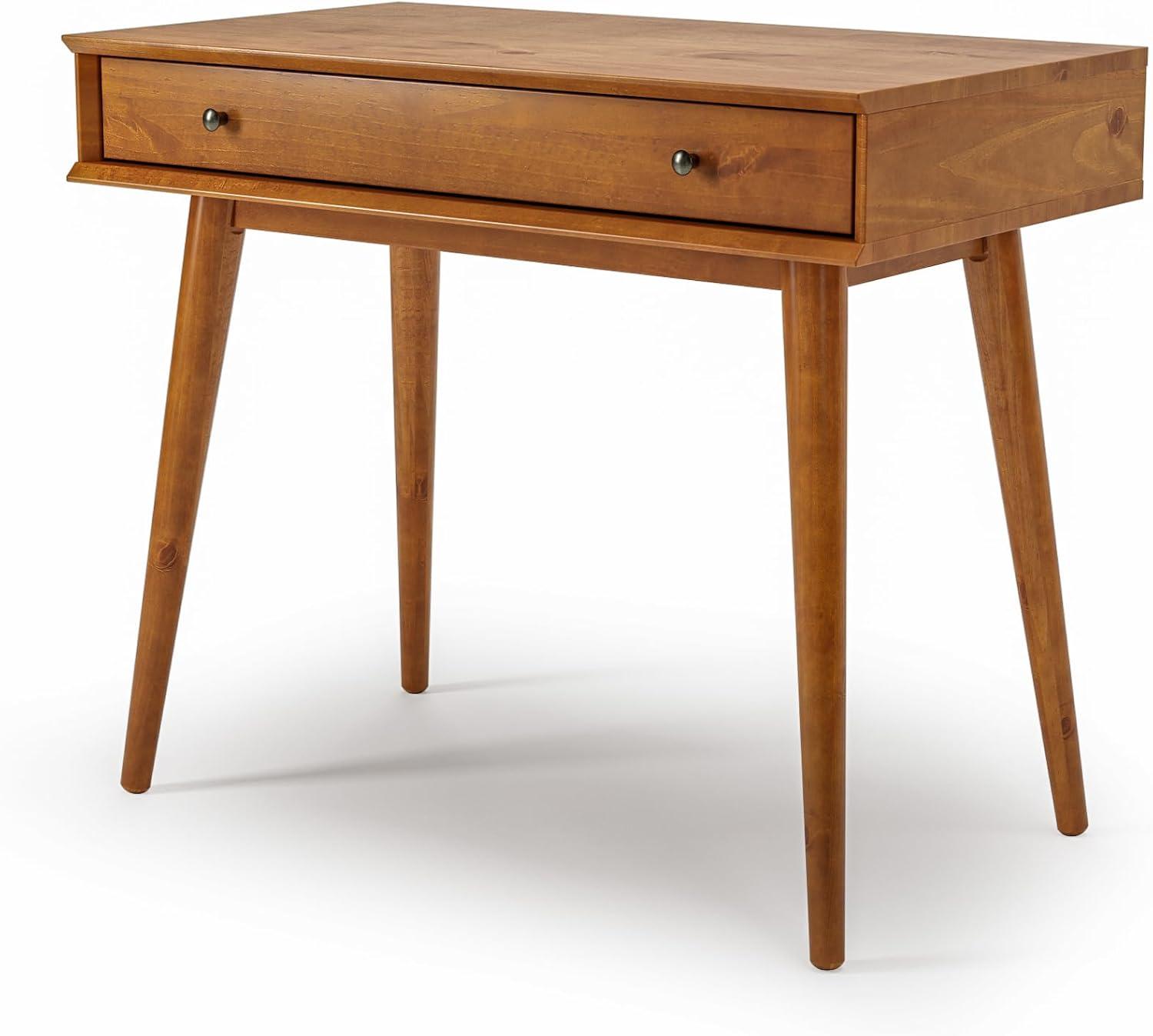 Camaflexi Mid Century Modern Desk Solid Wood Writing Table for Small Spaces, Brown