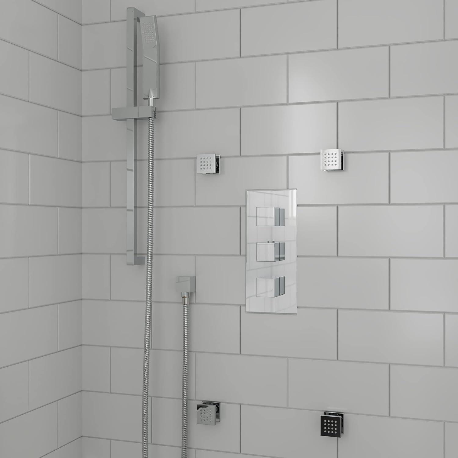 Polished Chrome Square Adjustable Shower Body Spray