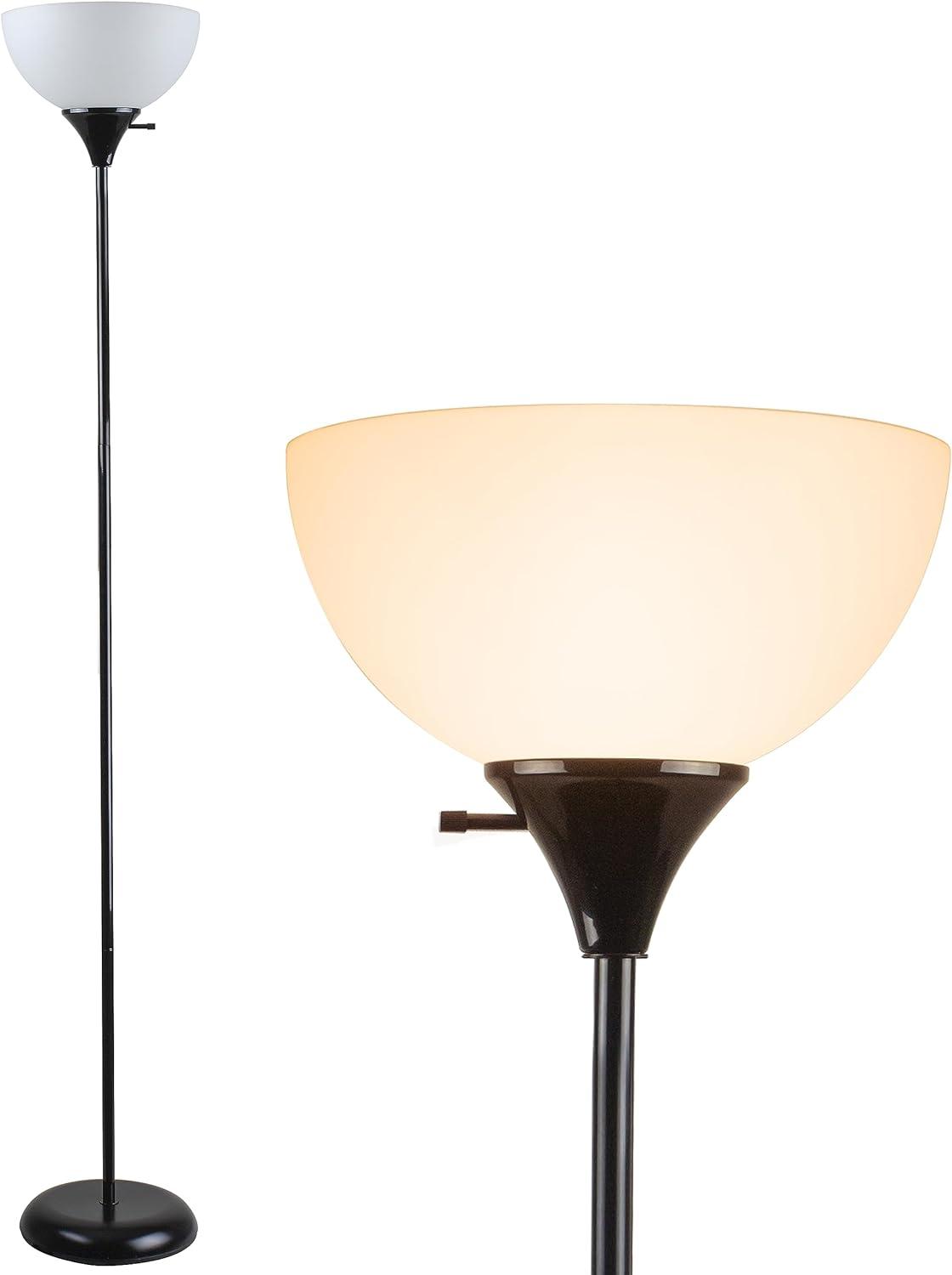 Charles 71" Black Torchiere Plastic Floor Lamp with LED Bulb