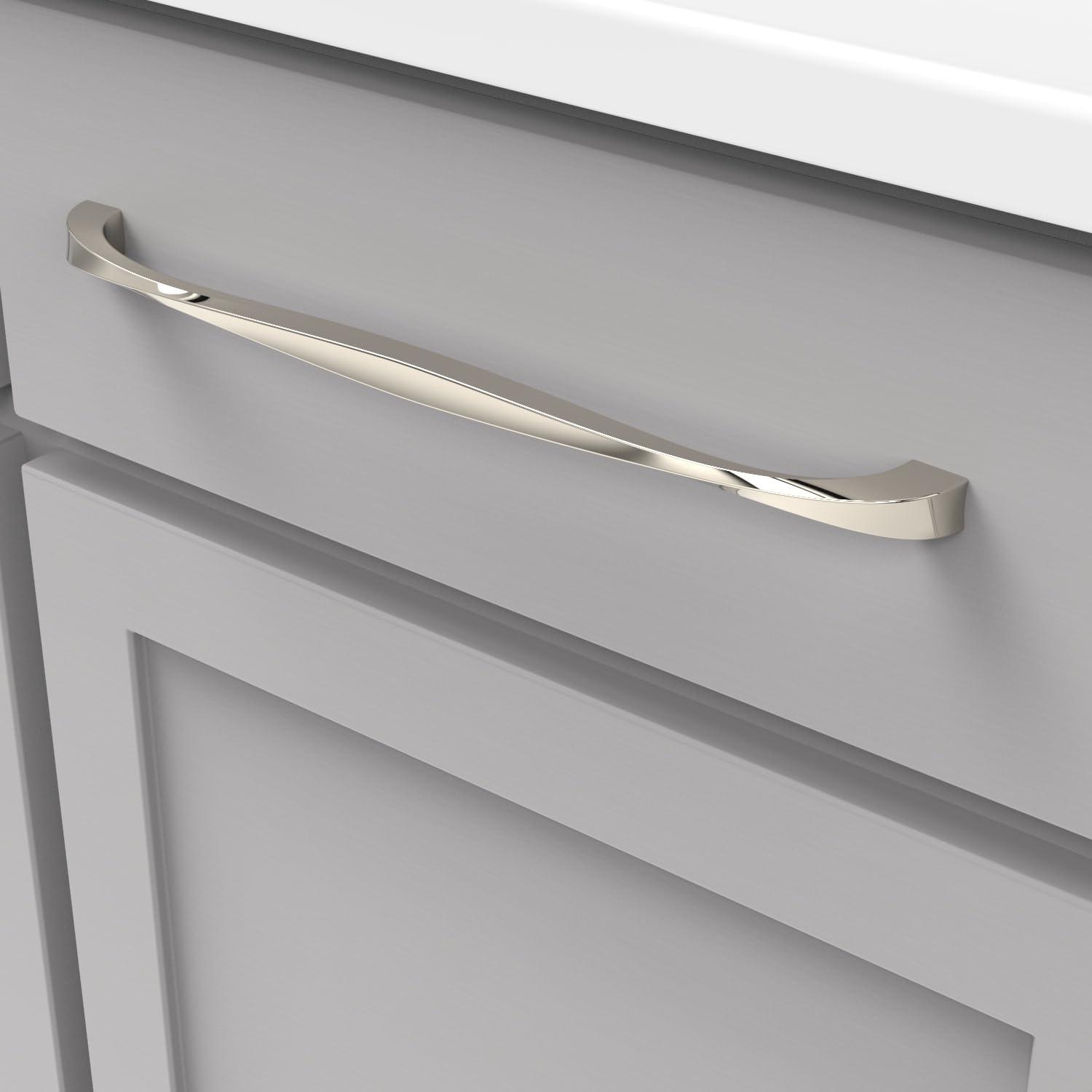 Polished Nickel 12-Inch Bar Cabinet Pulls with Mounting Hardware