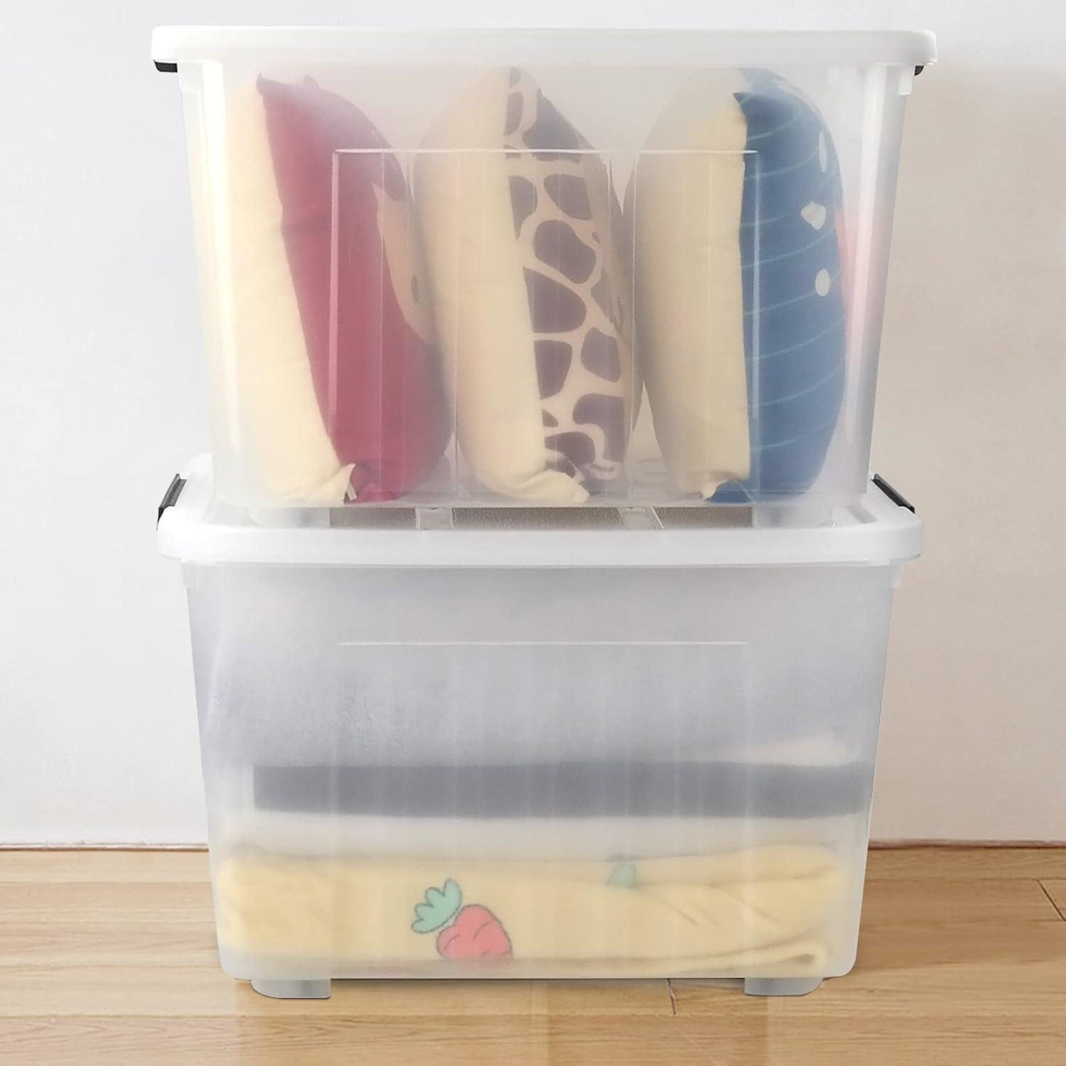 Ggbin 70 Quart Plastic Storage Bins with Wheels, Large Latching Storage Box, 4-Pack