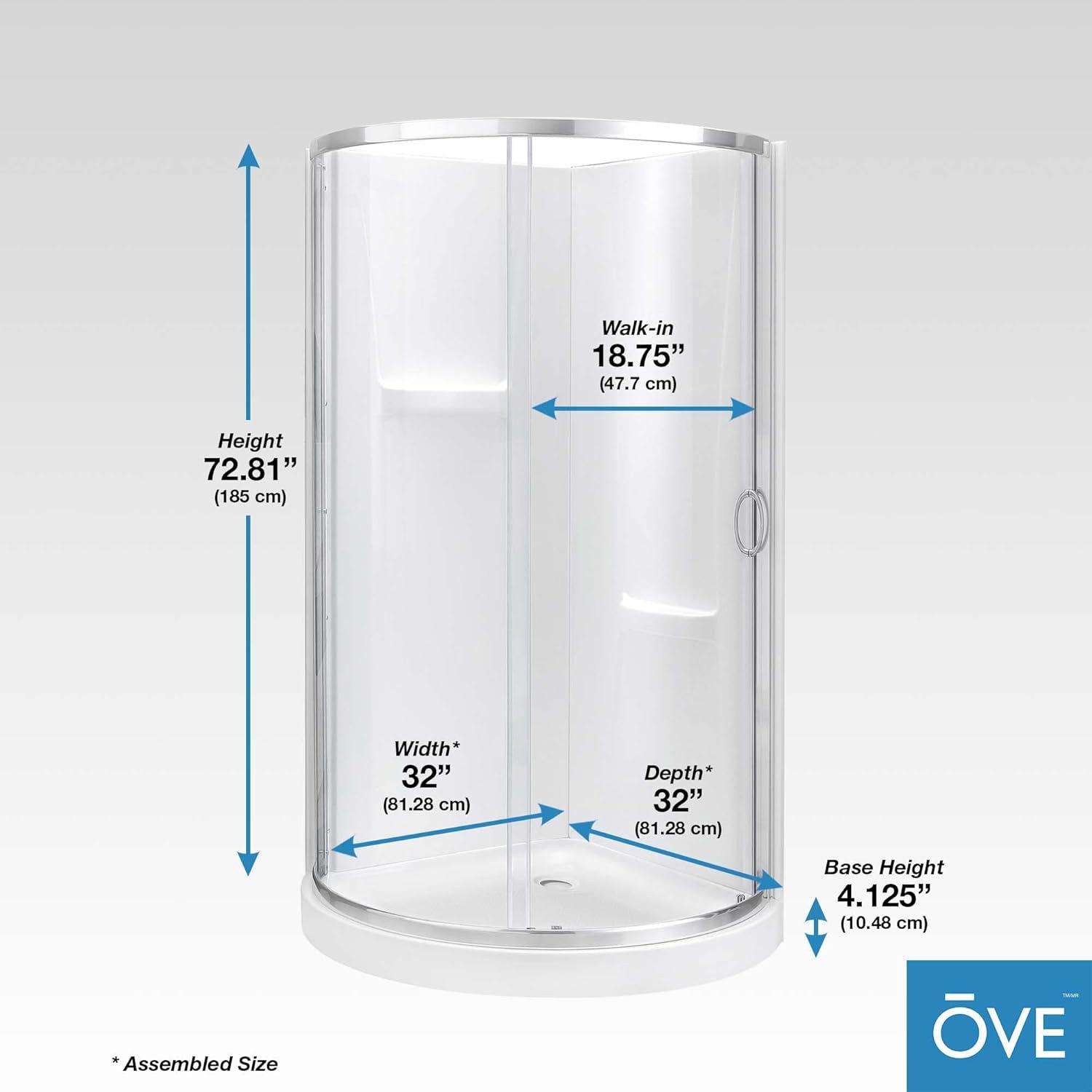 Breeze Framed 32 in. Round Sliding Shower Kit with Clear Glass Panels, Walls and Base included