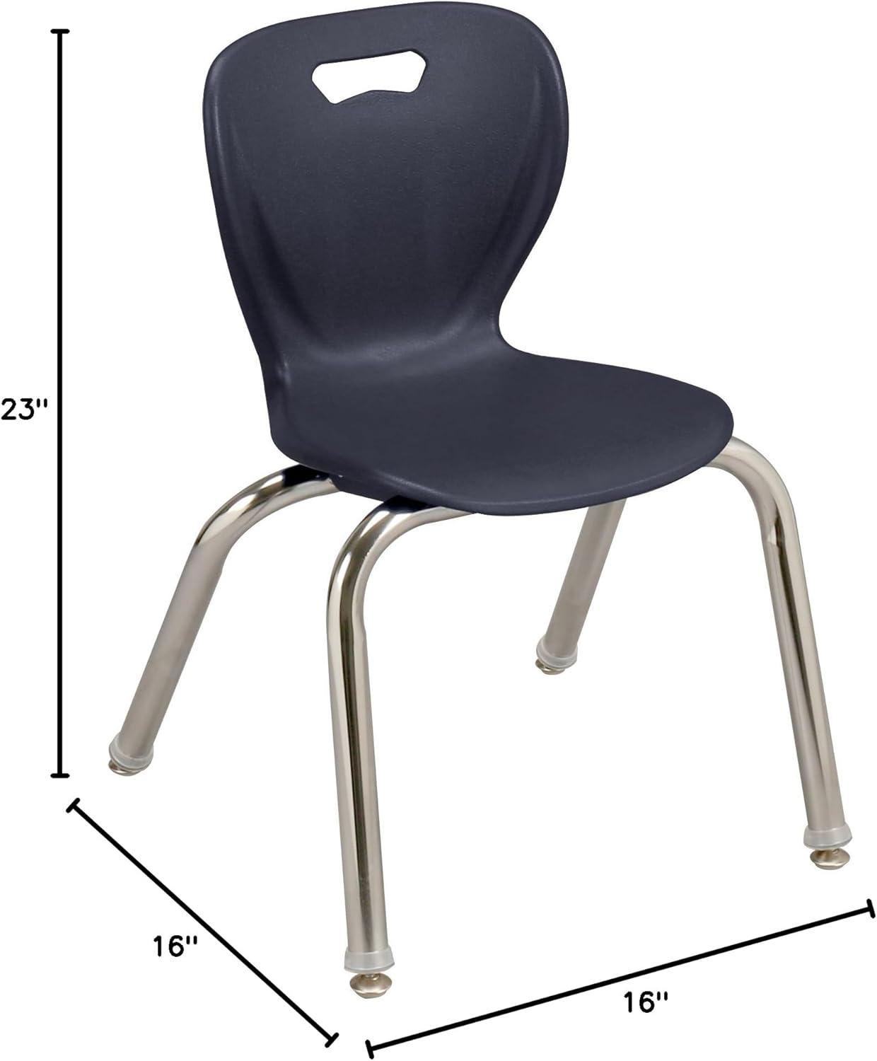 Navy Metal Stacking School Chairs with Contoured Seats, Set of 4
