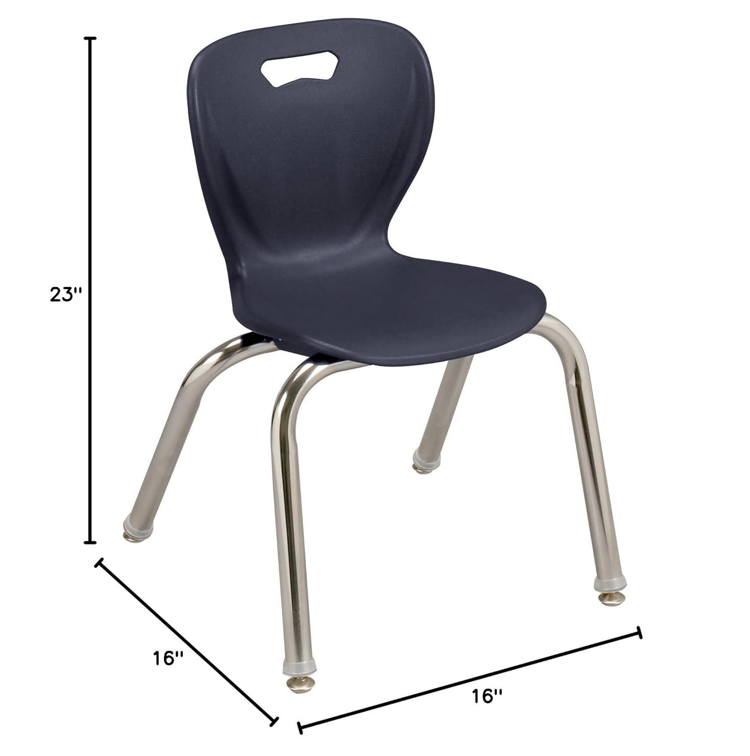 Navy Metal Stacking School Chairs with Contoured Seats, Set of 4