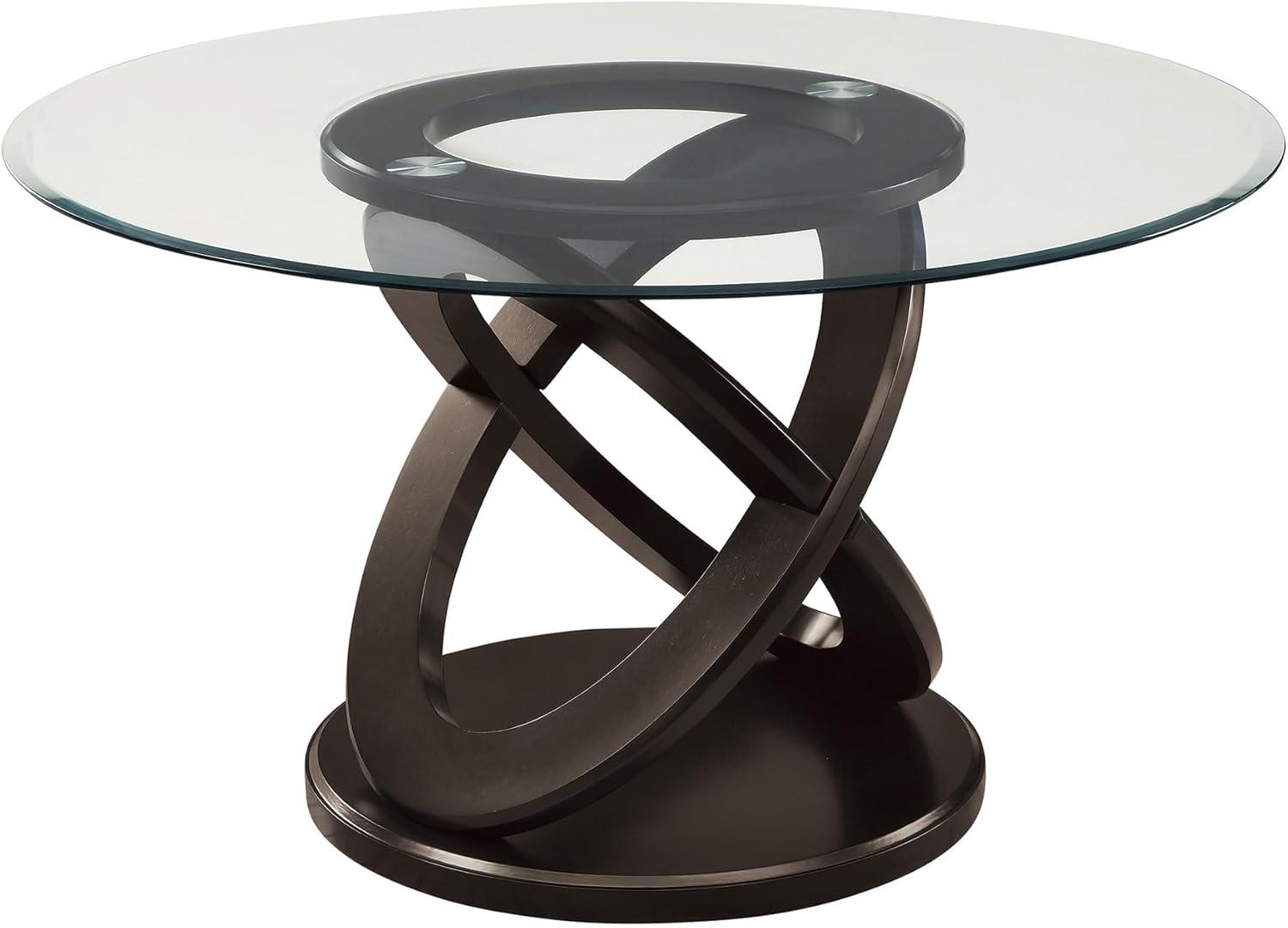 Monarch Specialties I 1749 Espresso 48" Wide Elegant Glass Top Dining Table (Chairs are not included)