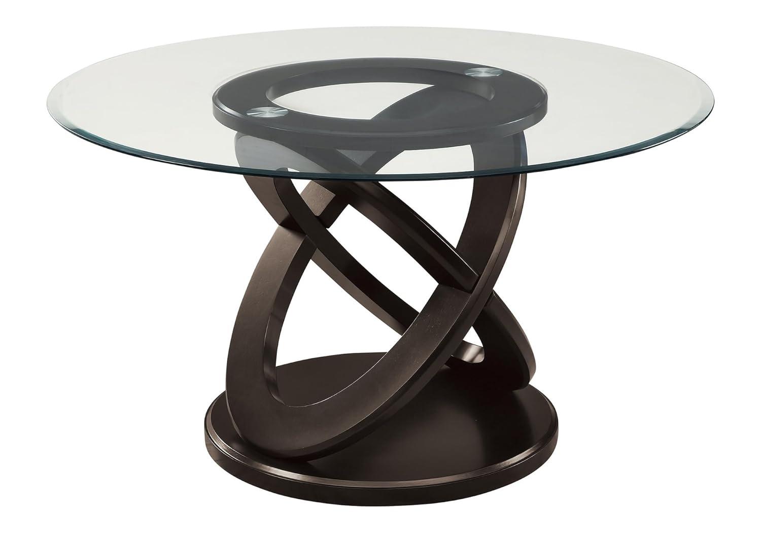 Monarch Specialties I 1749 Espresso 48" Wide Elegant Glass Top Dining Table (Chairs are not included)