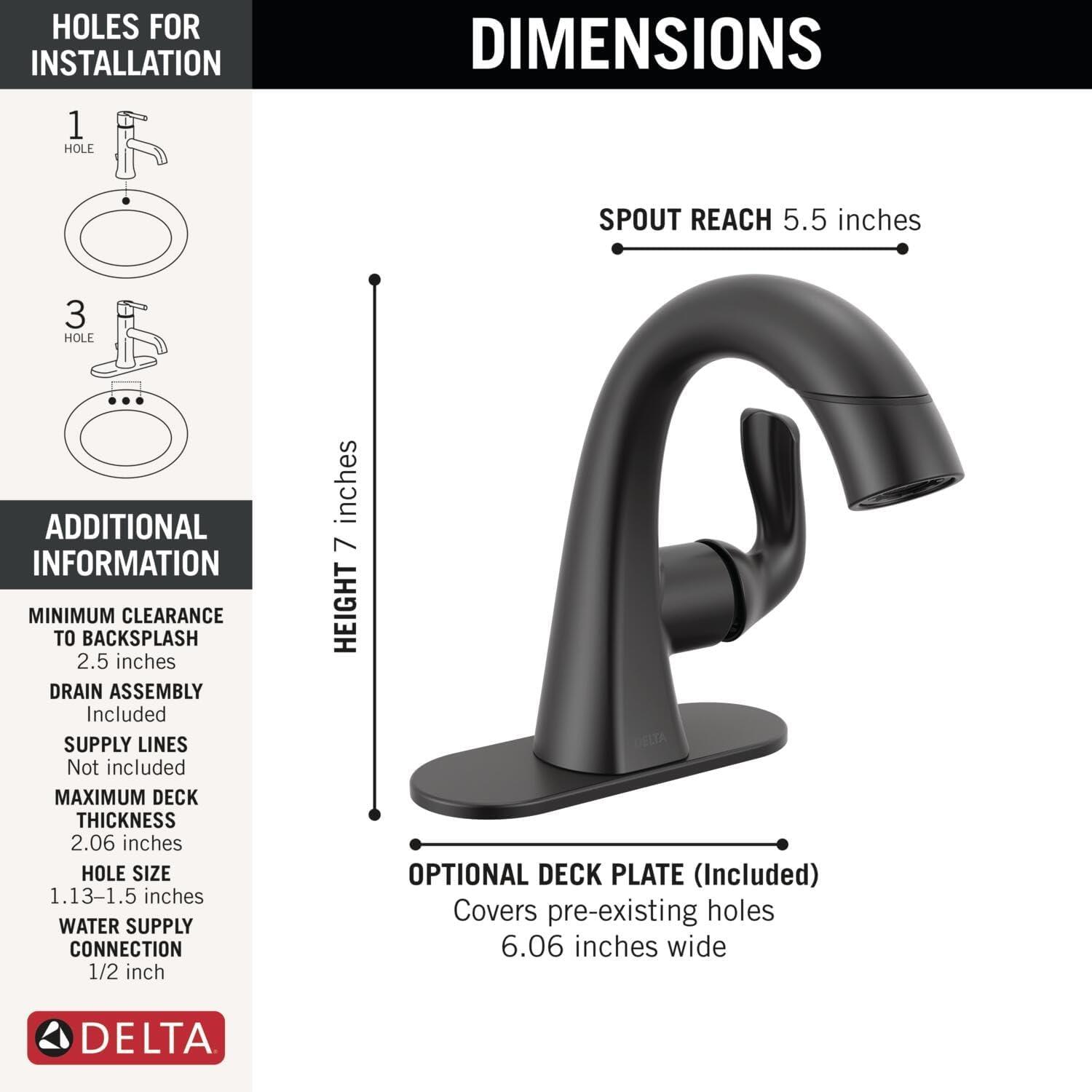 Matte Black Single Hole Pull-Down Bathroom Faucet