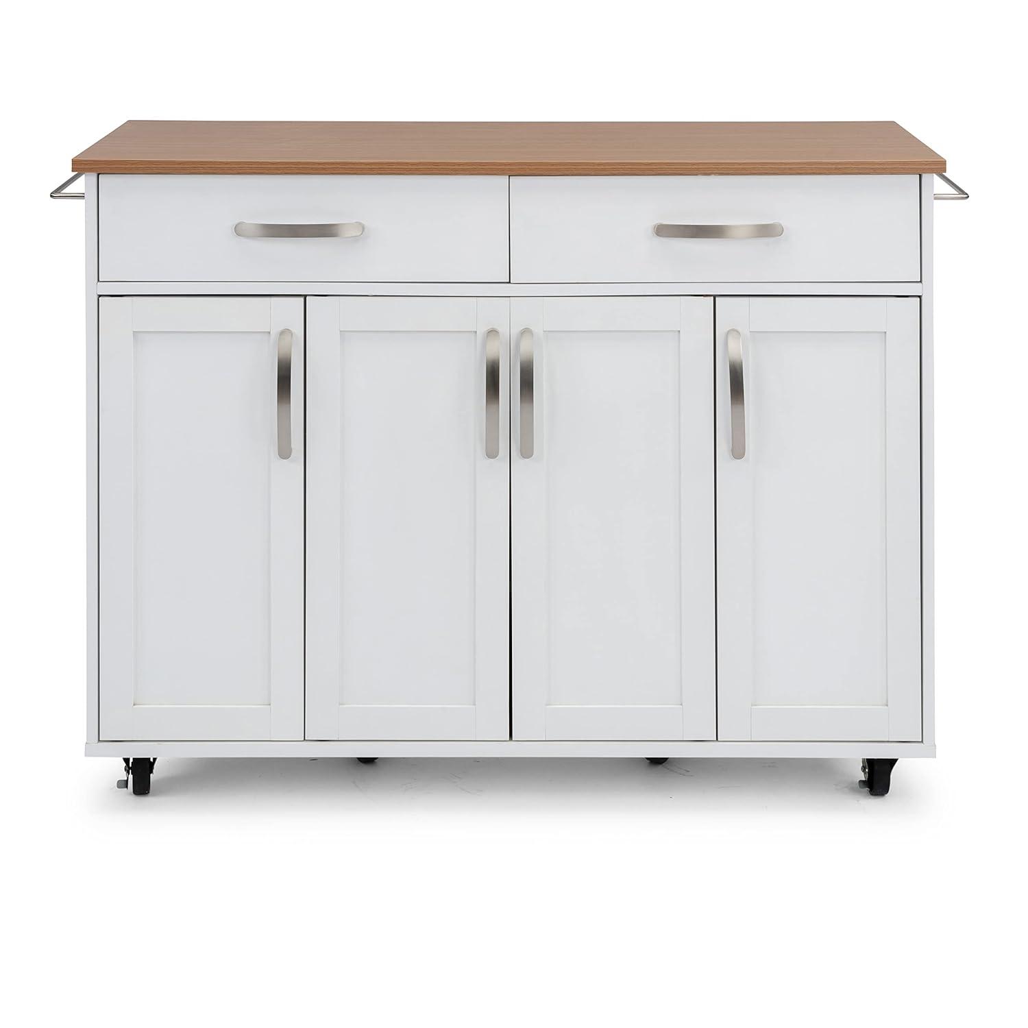 Homestyles 51"W Storage Plus Off White Wood Kitchen Cart